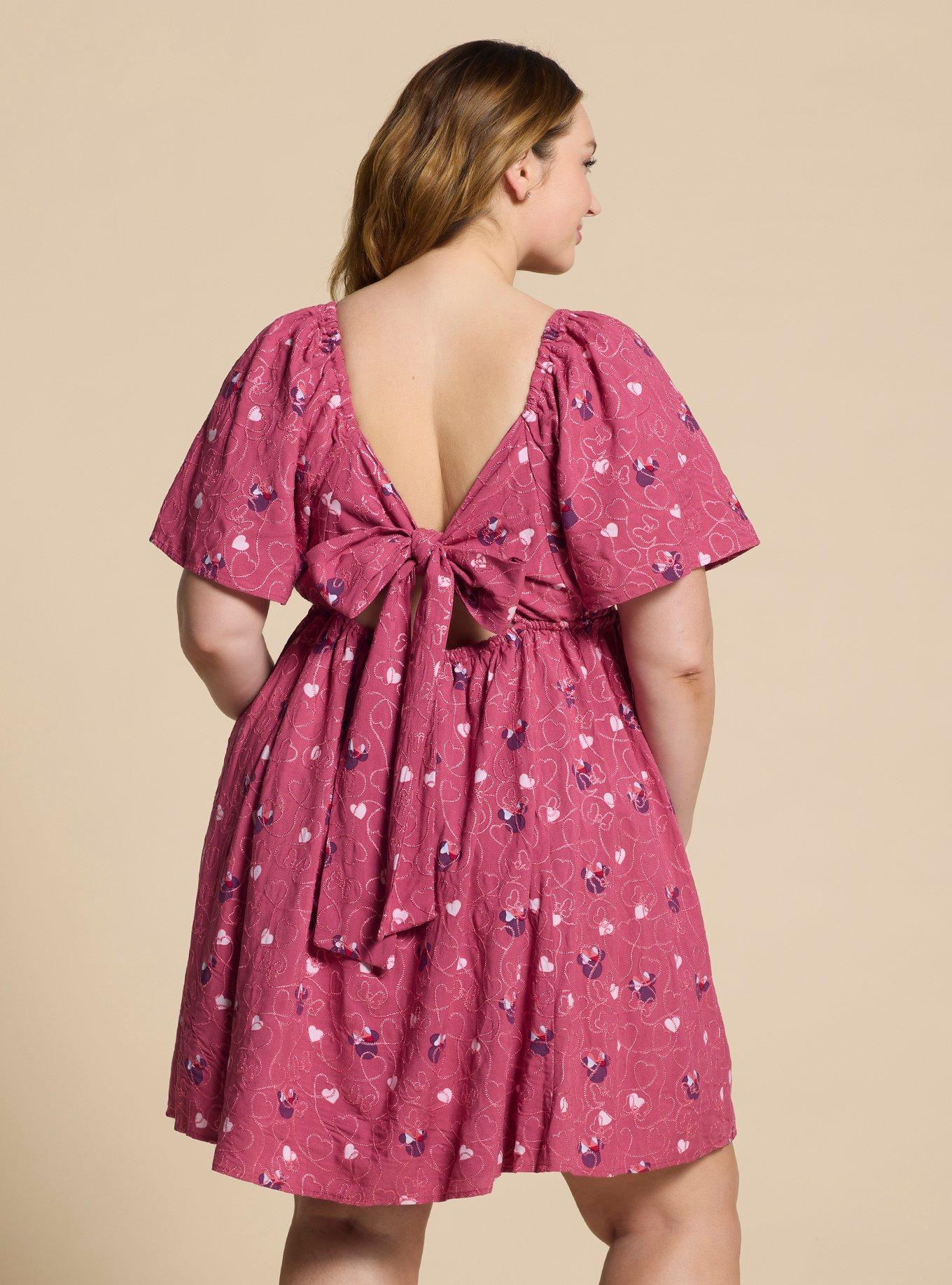 Disney Minnie Mouse Embroidered Hearts Plus Size Smock Dress - BoxLunch Exclusive, PINK, alternate