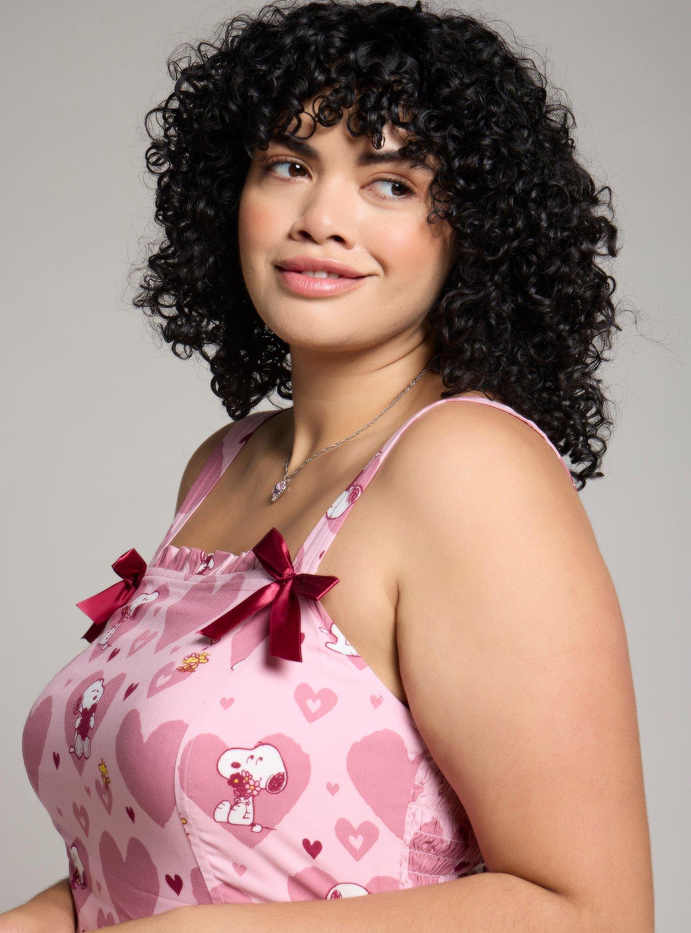 Peanuts Snoopy & Woodstock Hearts Plus Size Pink Tank Dress — BoxLunch Exclusive, PINK, alternate