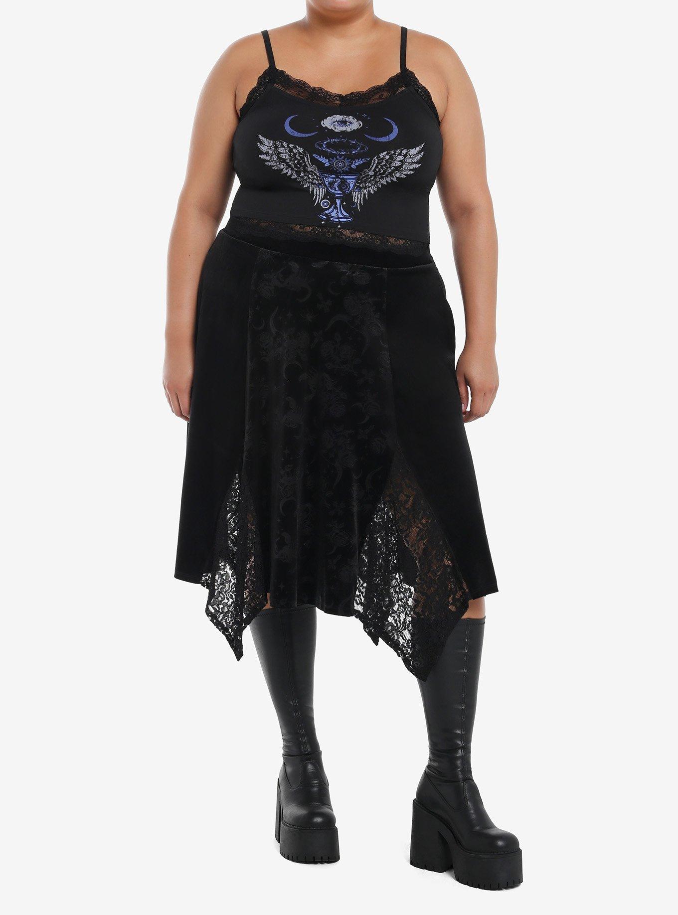 Cosmic Aura Winged Goblet Lace Trim Cami Plus Size, BLUE, alternate