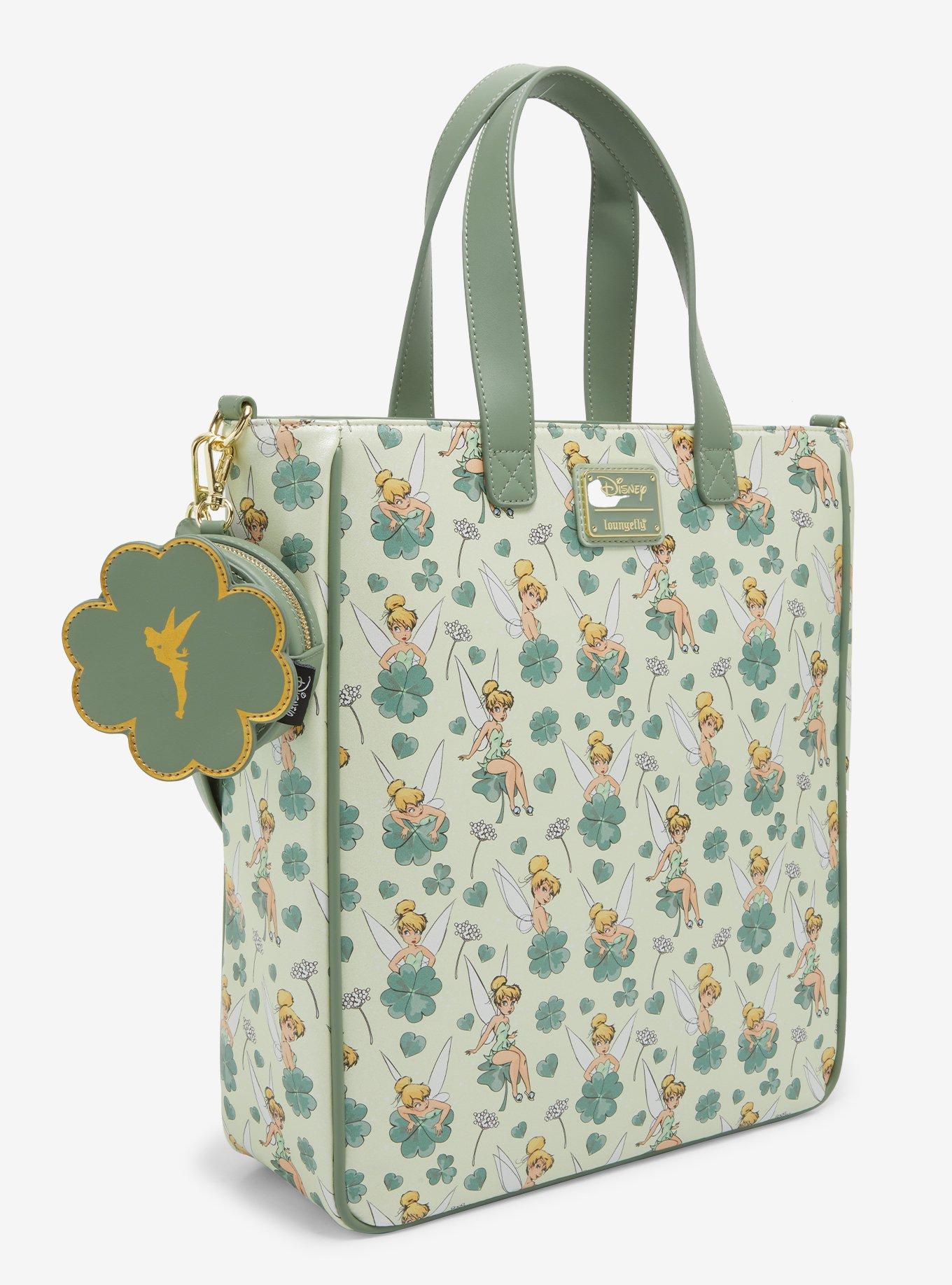 Loungefly Disney Peter Pan Tinker Bell Clover Tote Bag With Coin Purse, , hi-res