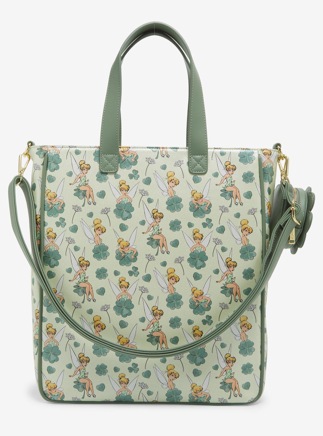 Loungefly Disney Peter Pan Tinker Bell Clover Tote Bag With Coin Purse, , alternate