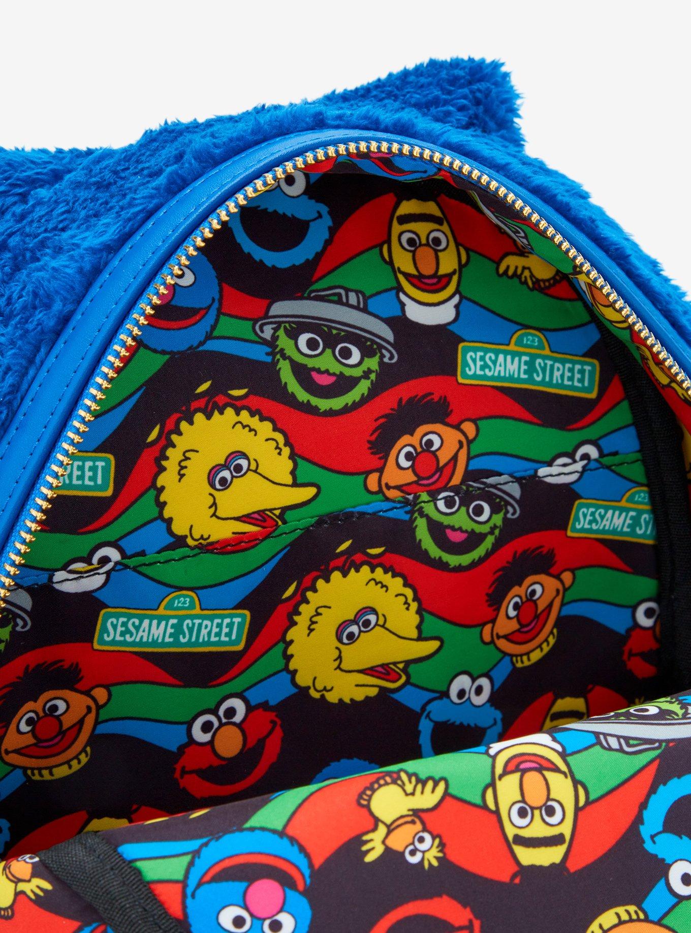 Loungefly Sesame Street Cookie Monster Fuzzy Mini Backpack, , alternate