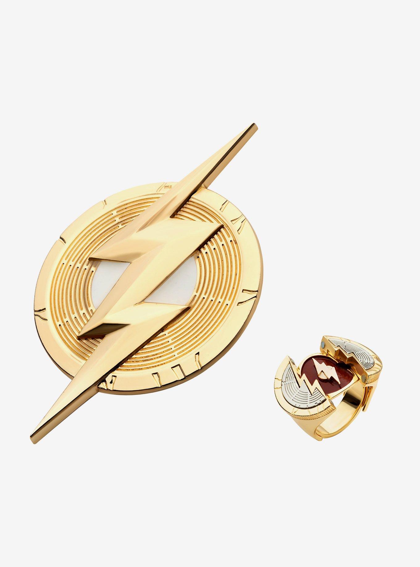 DC Comics The Flash Logo Ring & Pin Set, , alternate