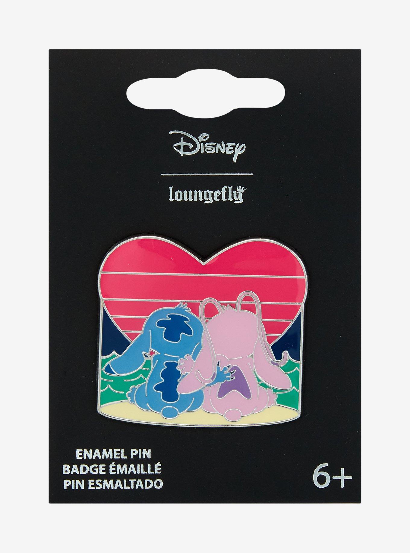 Loungefly Disney Lilo & Stitch Angel & Stitch Heart Sunset Enamel Pin — BoxLunch Exclusive, , hi-res