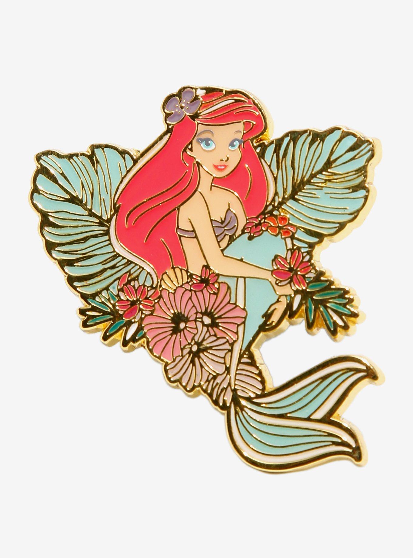 Loungefly Disney The Little Mermaid Ariel Floral Portrait Enamel Pin - BoxLunch Exclusive, , hi-res