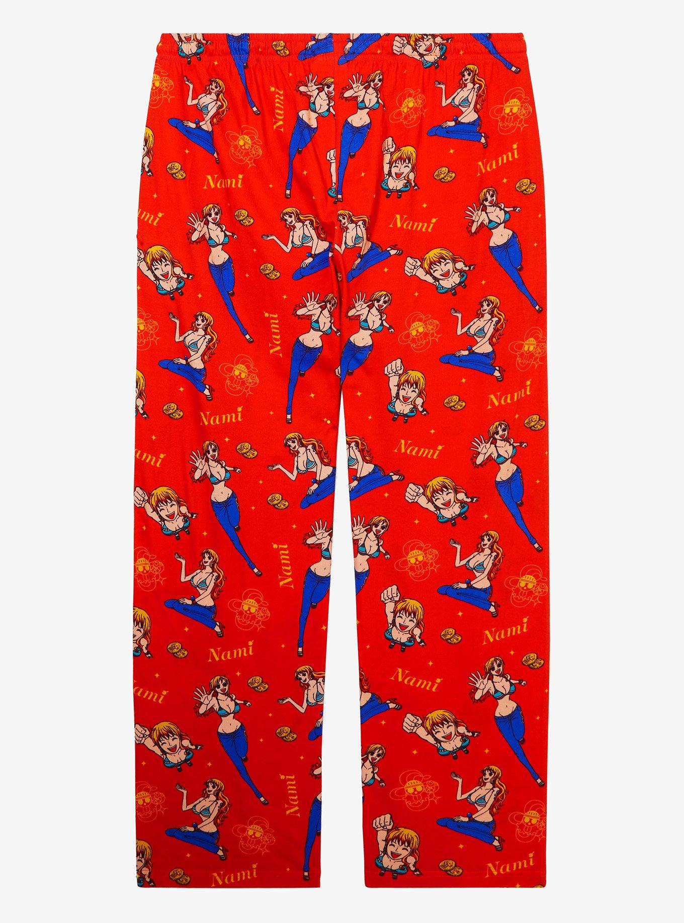 One Piece Nami Allover Print Women's Plus Size Sleep Pants &mdash; BoxLunch Exclusive, , hi-res