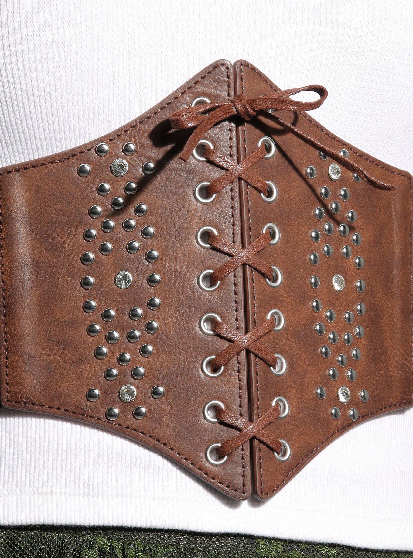 Brown Bling Corset Belt, MULTI, alternate