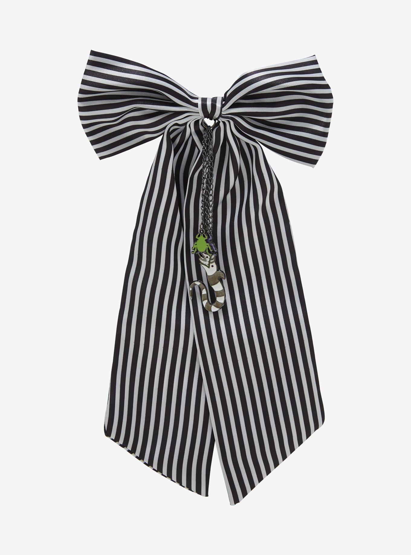 Beetlejuice Stripe Charm Hair Bow, , hi-res