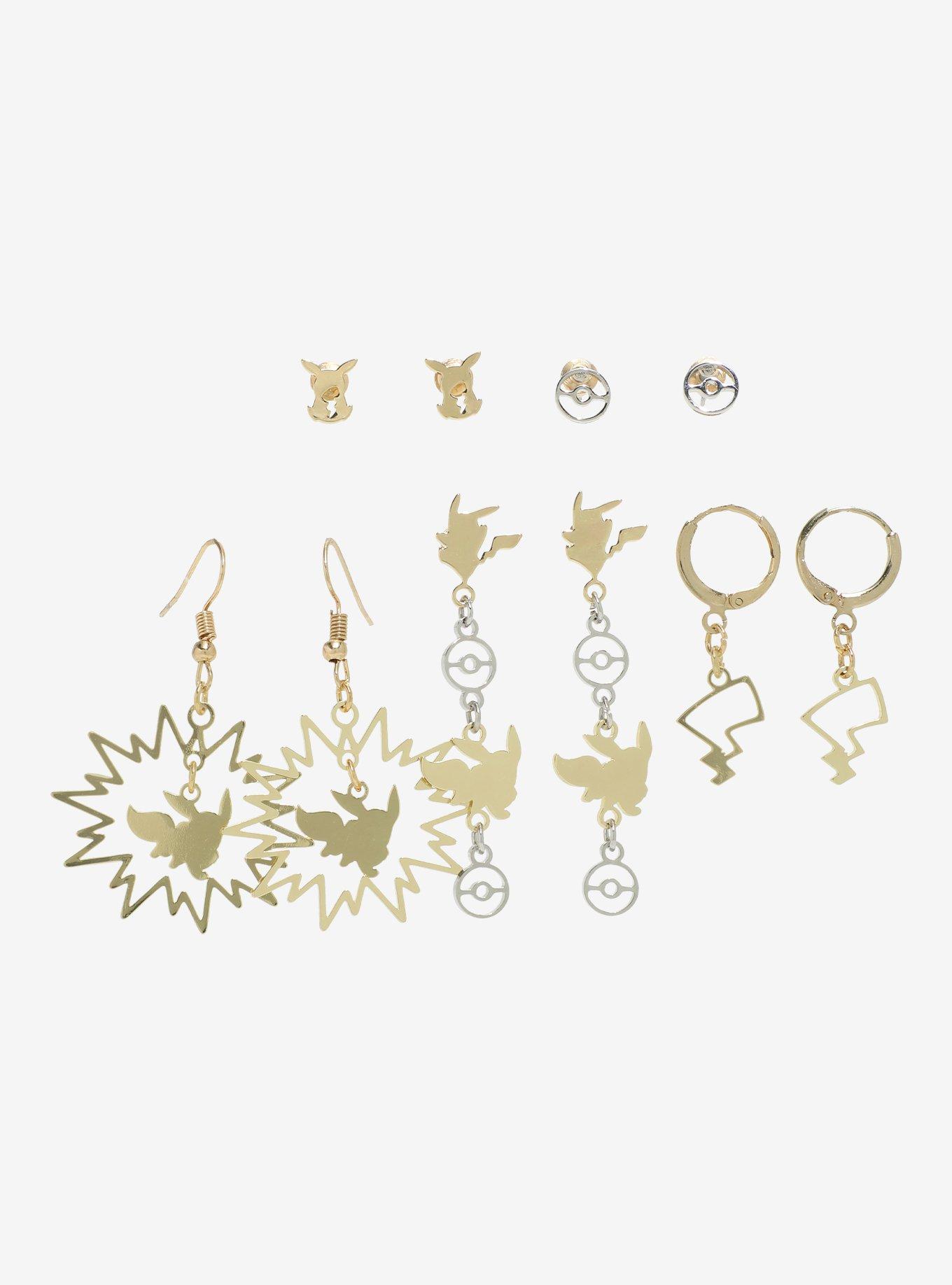 Pokémon Eevee & Pikachu Gold Earring Set, , hi-res