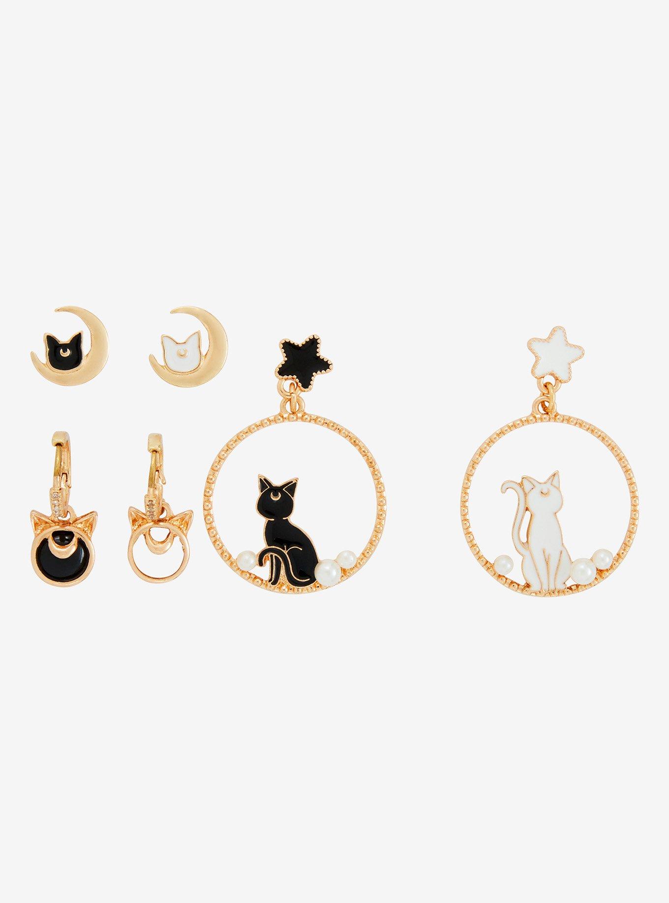 Pretty Guardian Sailor Moon Luna & Artemis Earring Set - BoxLunch Exclusive, , hi-res