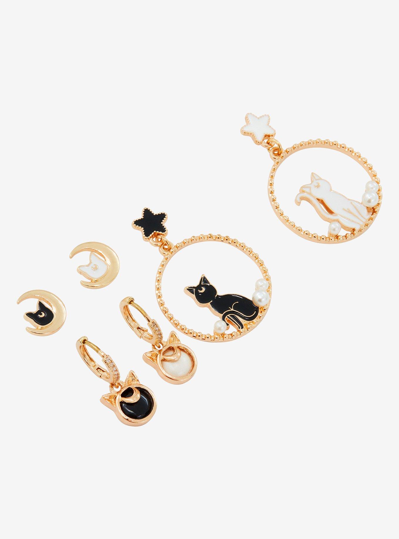 Pretty Guardian Sailor Moon Luna & Artemis Earring Set - BoxLunch Exclusive, , alternate