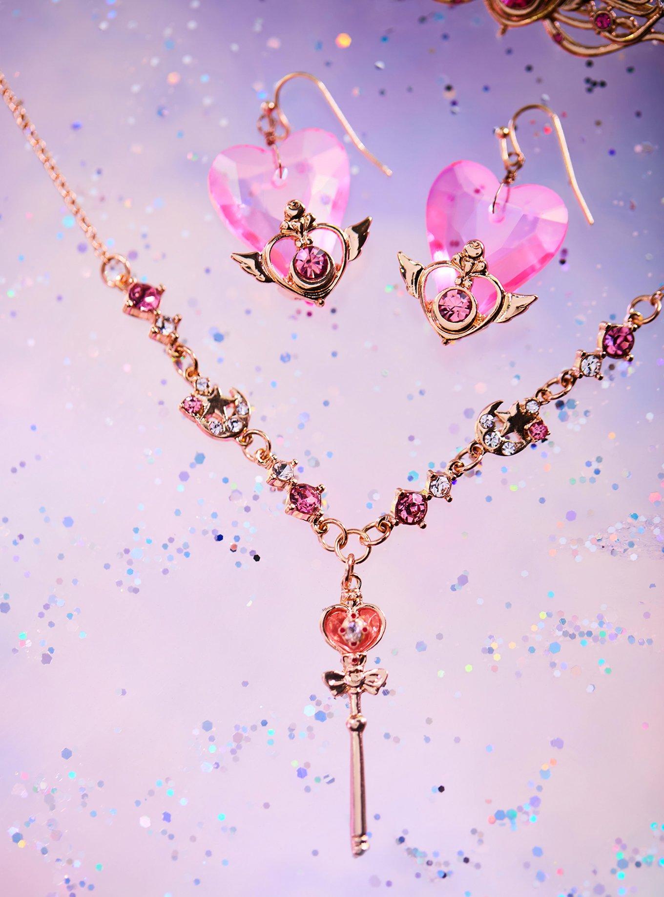 Pretty Guardian Sailor Moon Spiral Heart Moon Scepter Rhinestone Necklace - BoxLunch Exclusive, , alternate