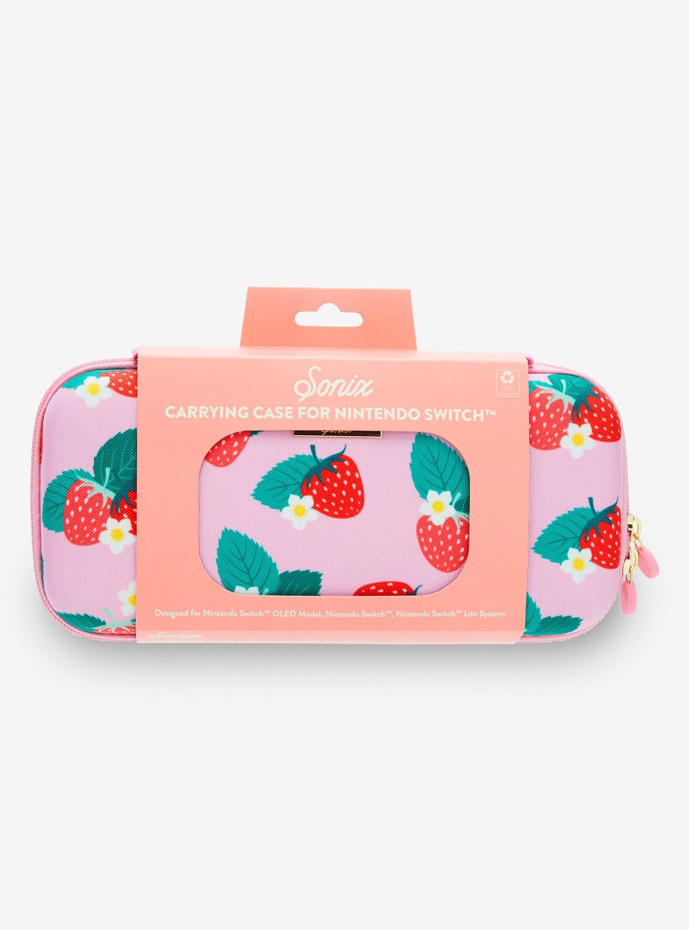 Sonix Strawberry Pink Allover Print Nintendo Switch Carrying Case, , alternate