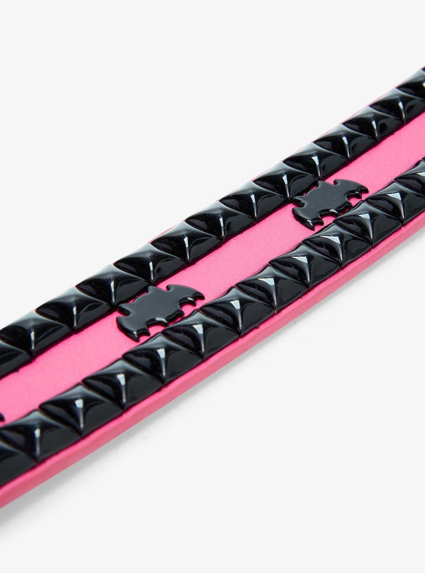 Pink & Black Bat Pyramid Stud Belt, , hi-res