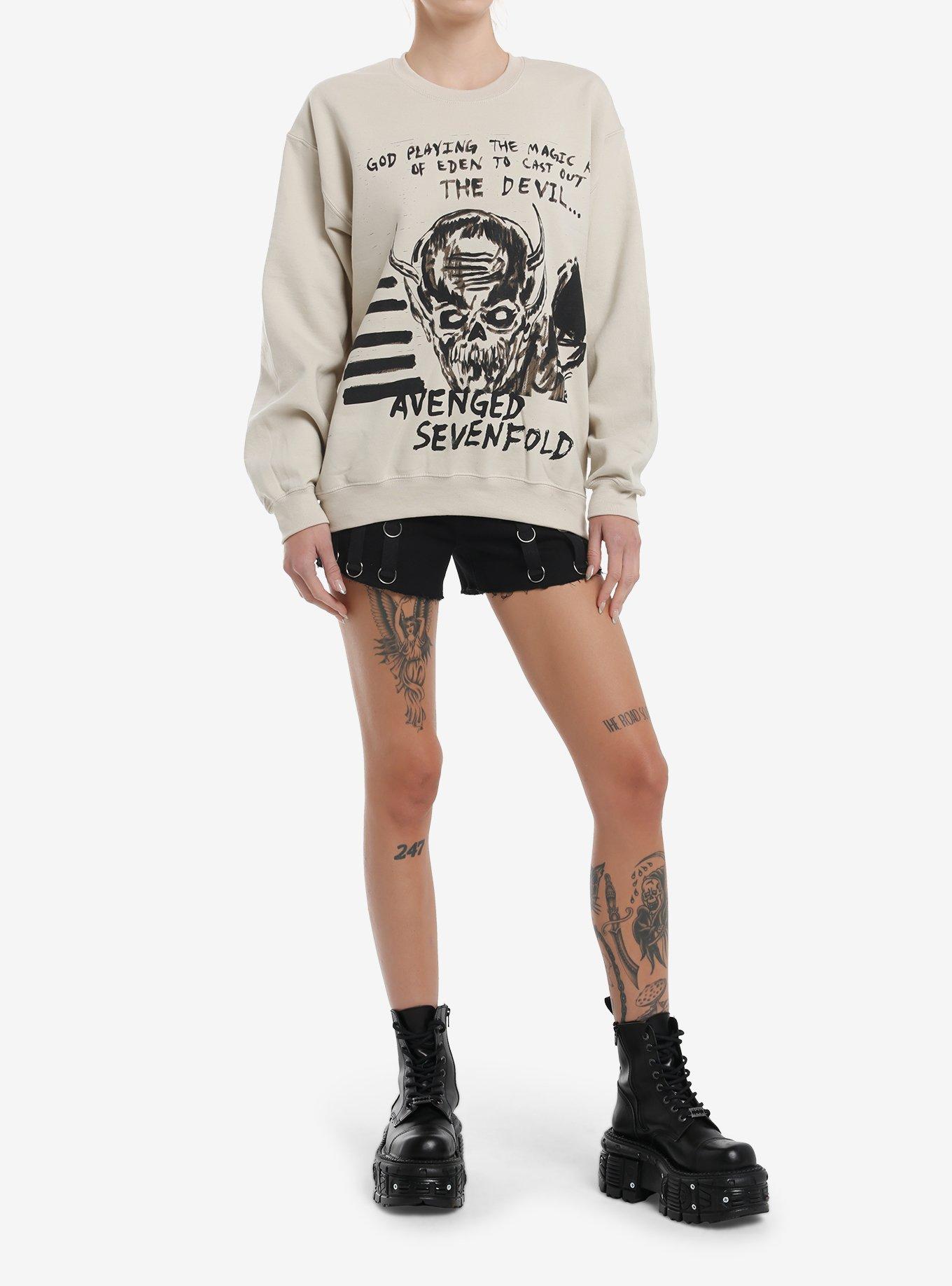 Avenged Sevenfold Devil Skull Beige Girls Sweatshirt