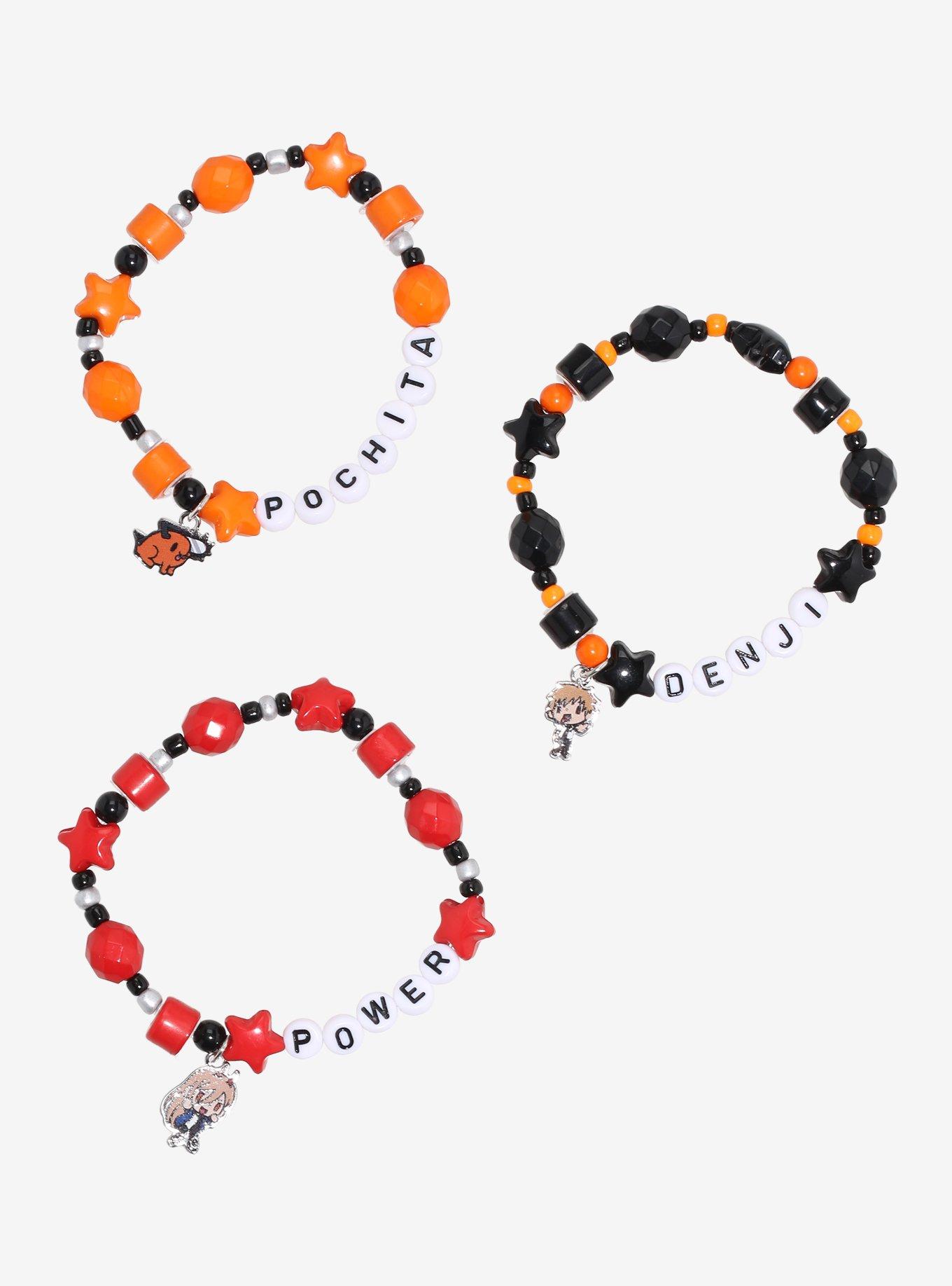 Chainsaw Man Trio Charms Bead Bracelet Set, , hi-res