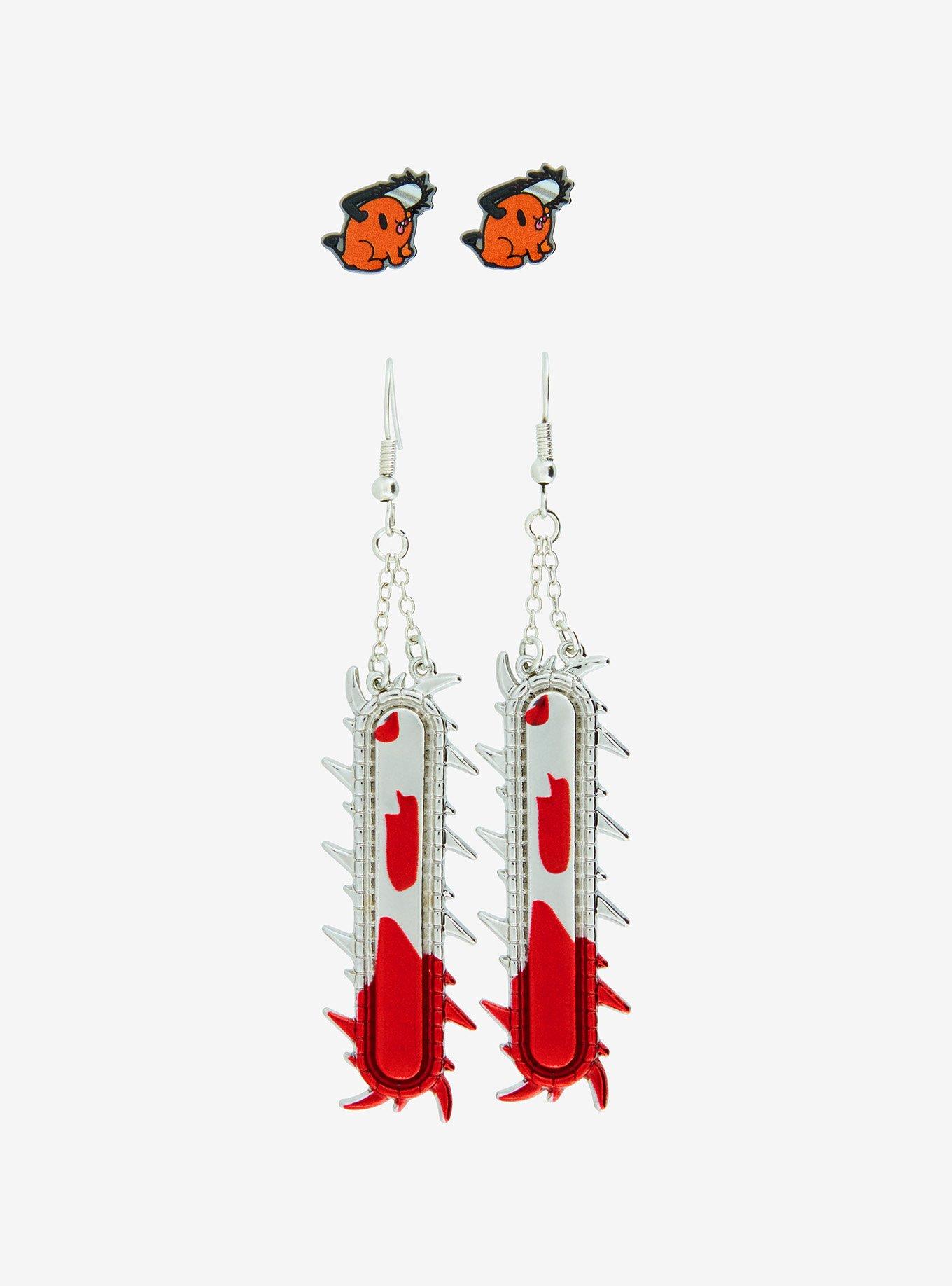 Chainsaw Man Pochita Chainsaw Earring Set, , alternate