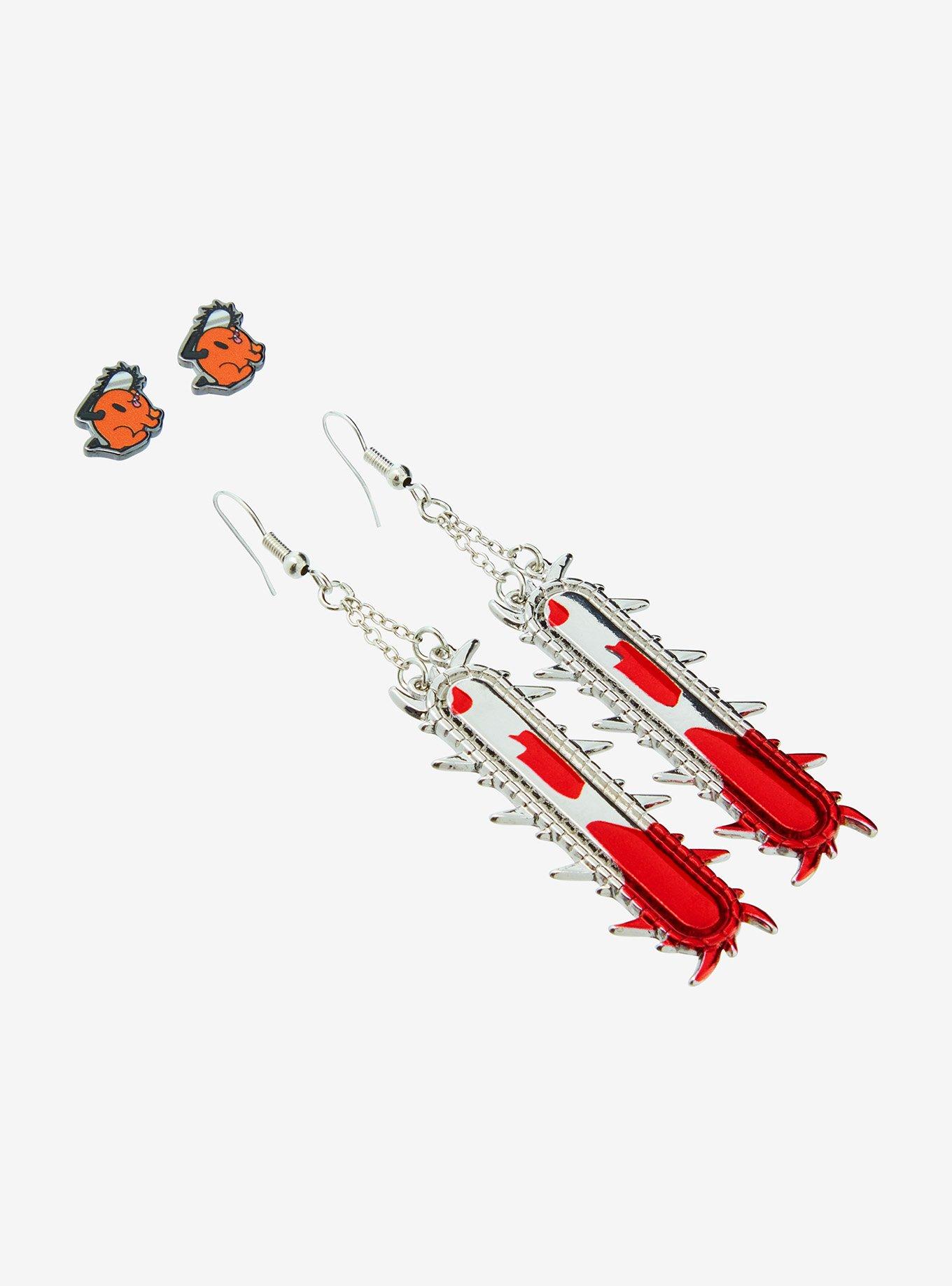 Chainsaw Man Pochita Chainsaw Earring Set, , alternate