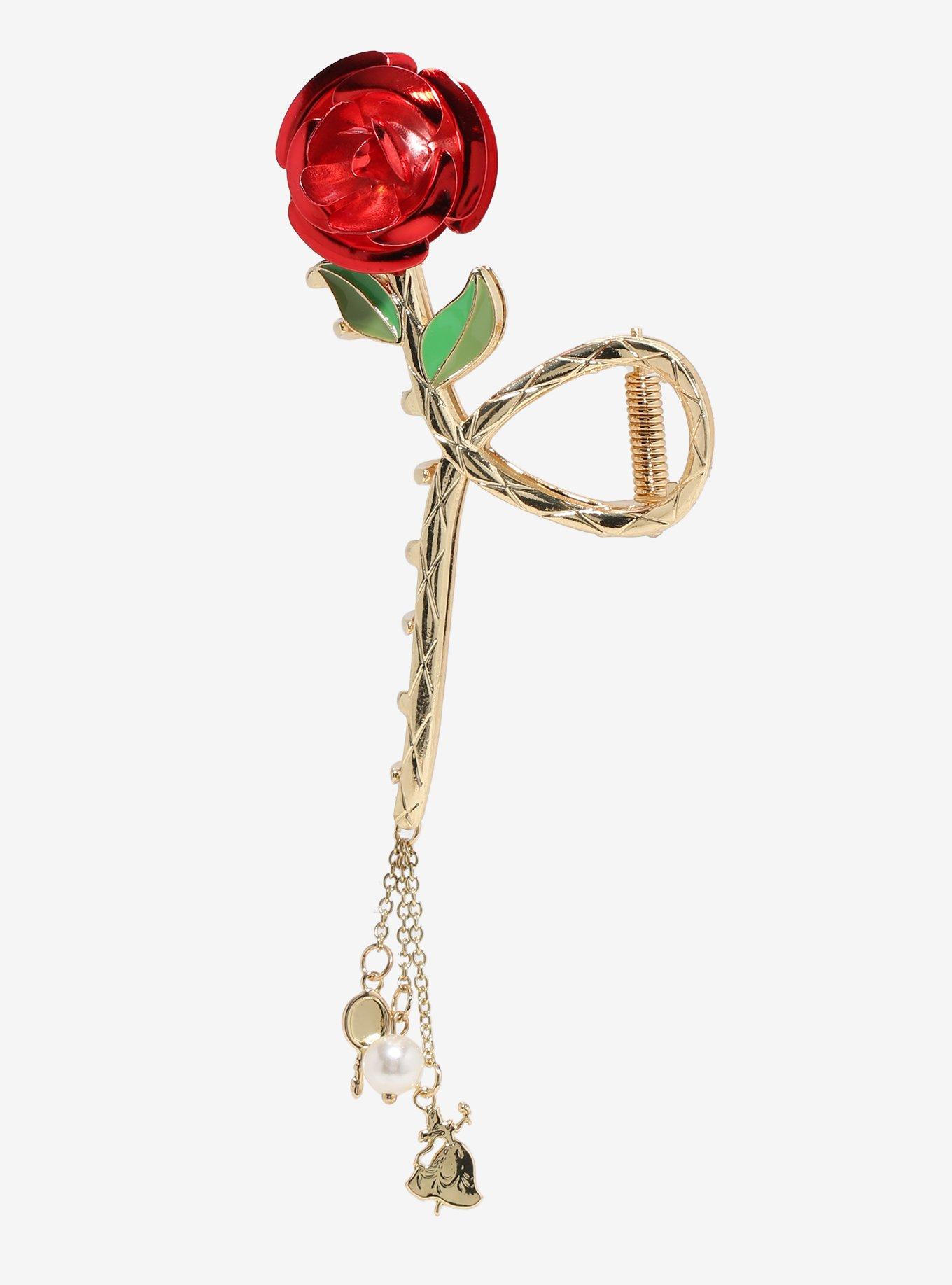 Disney Beauty And The Beast Rose Charm Claw Hair Clip, , hi-res