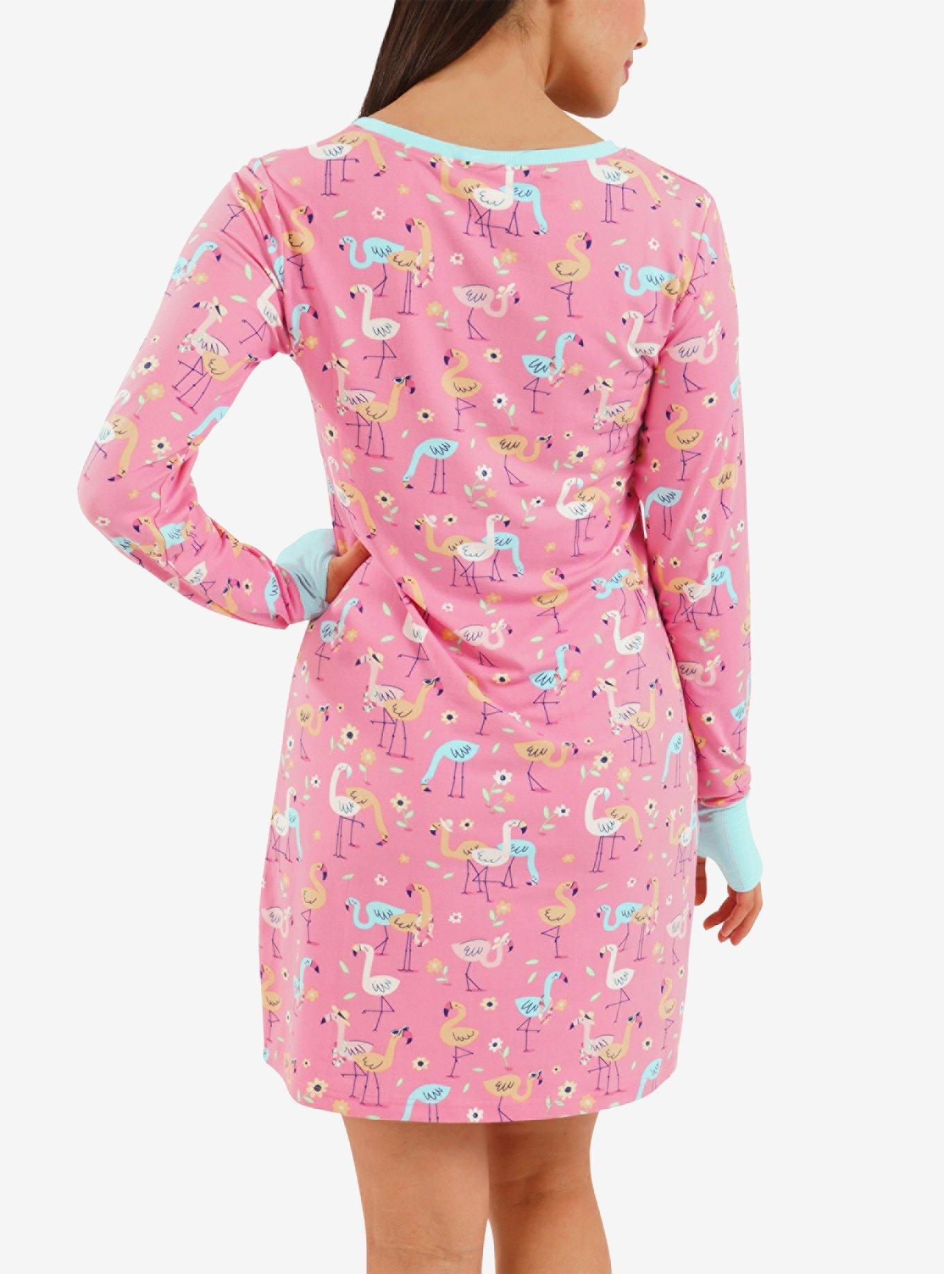 Dreaming of Flamingos Long Sleeve Nightshirt, , hi-res