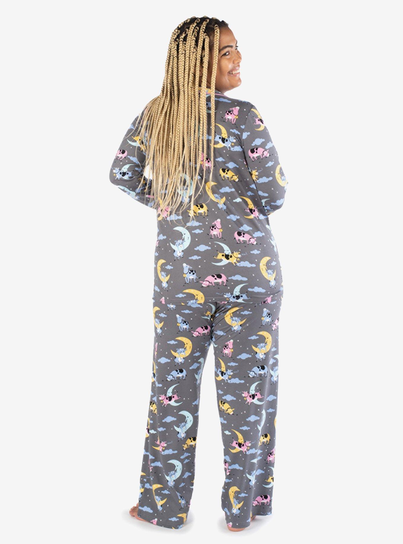 Over the Moon Notch Collar Pajama Set, , hi-res