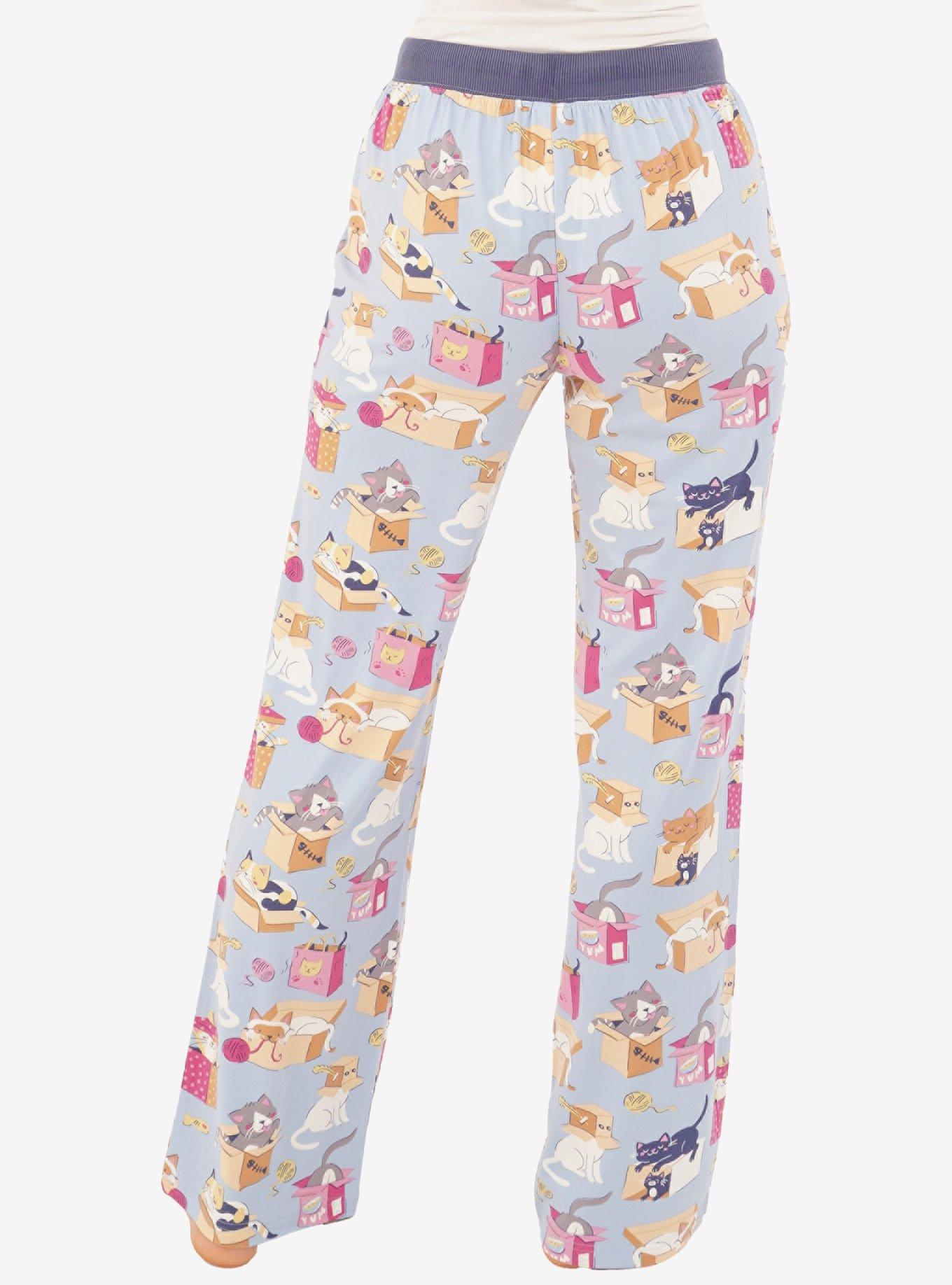 Cute Kittens and Boxes Straight Leg Sleep Pant