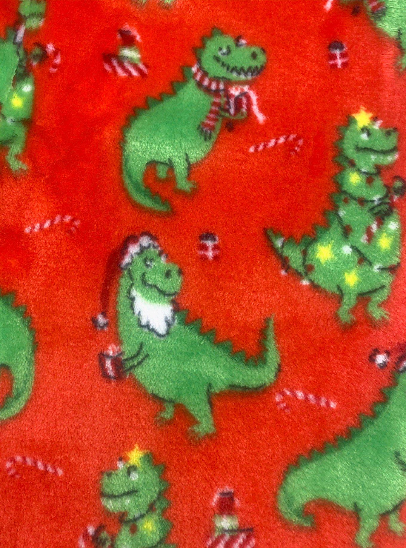 Santa Saurus Rex Raglan Long Sleeve Plush Youth Pajama Set, , hi-res