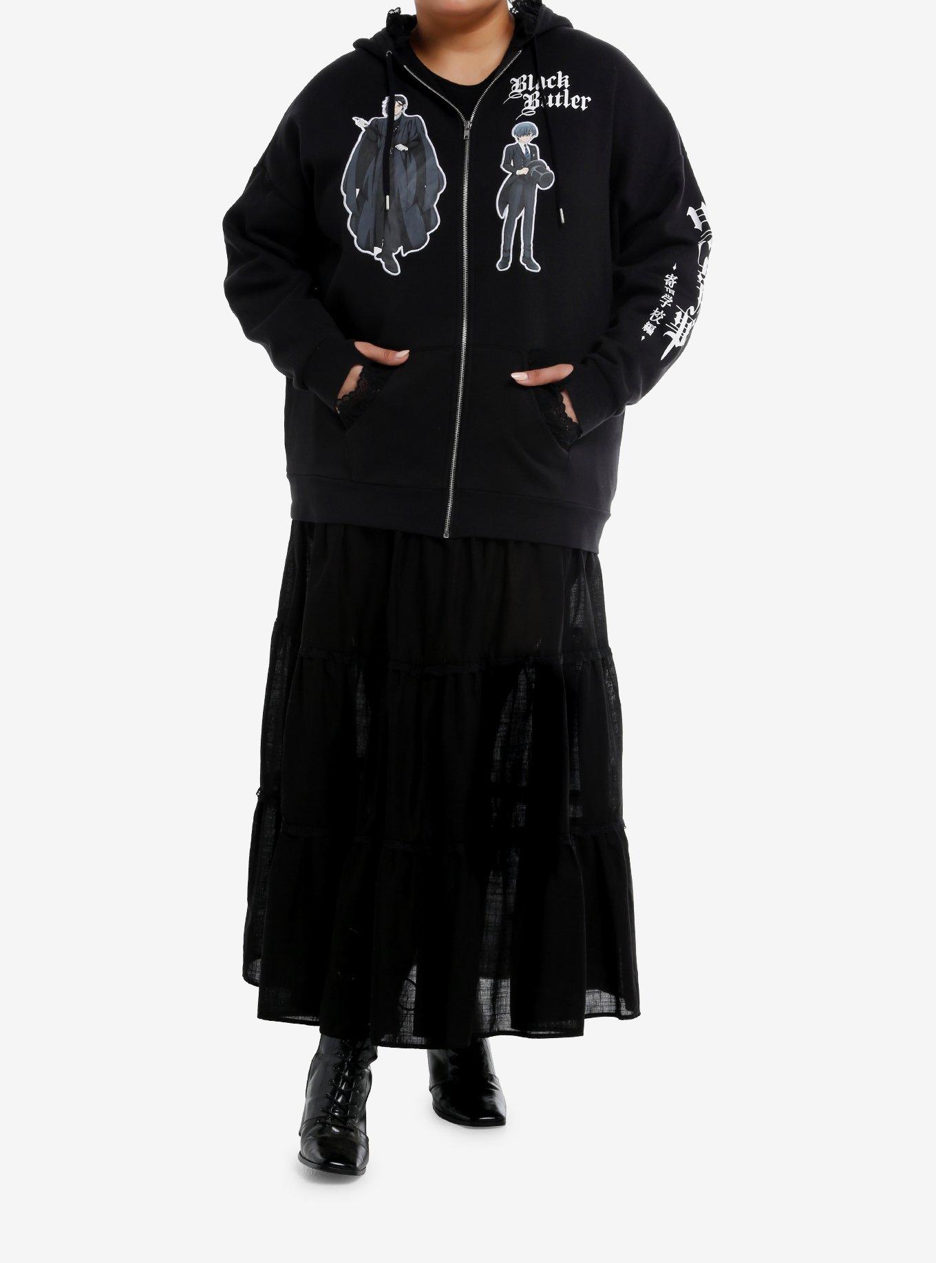 Black Butler Ciel & Sebastian Lace Oversized Hoodie Plus Size, MULTI, alternate