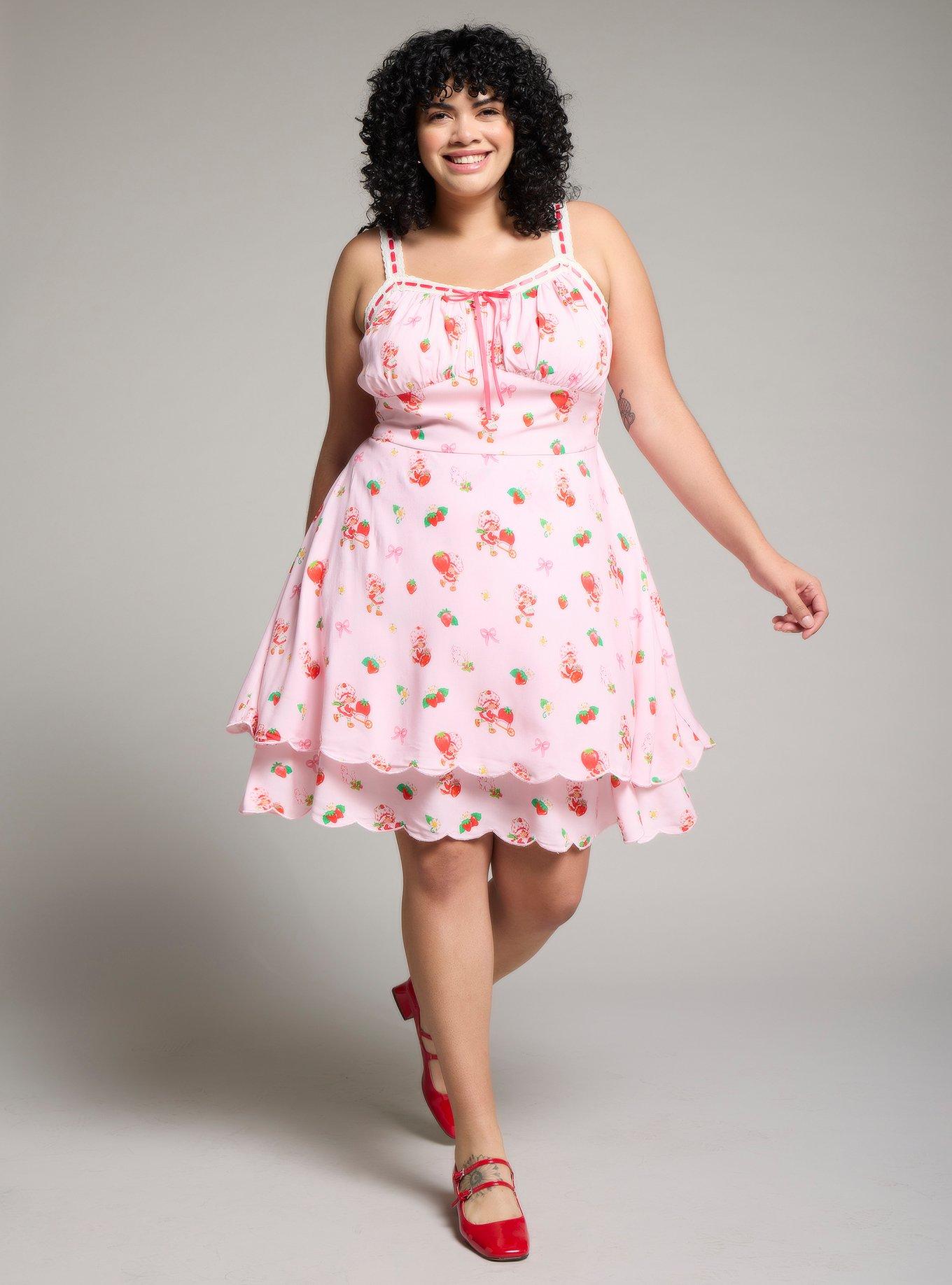 Strawberry Shortcake Coquette Allover Print Dress Plus Size, PINK, alternate