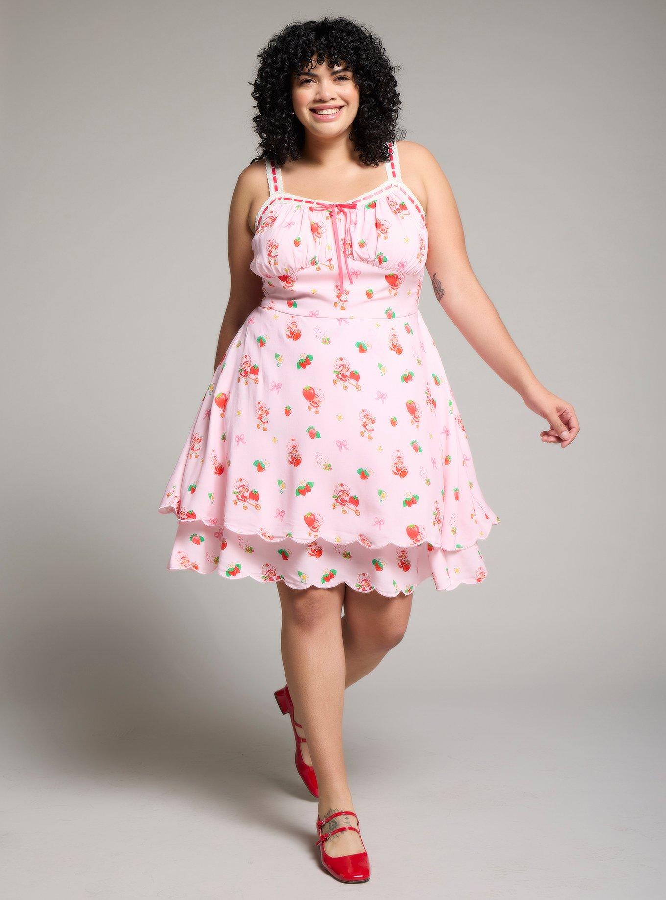 Strawberry Shortcake Coquette Allover Print Dress Plus Size, , hi-res