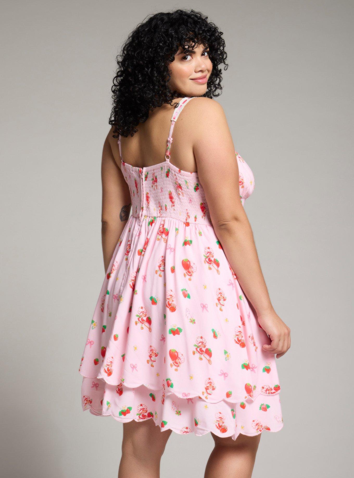 Strawberry Shortcake Coquette Allover Print Dress Plus Size, PINK, alternate
