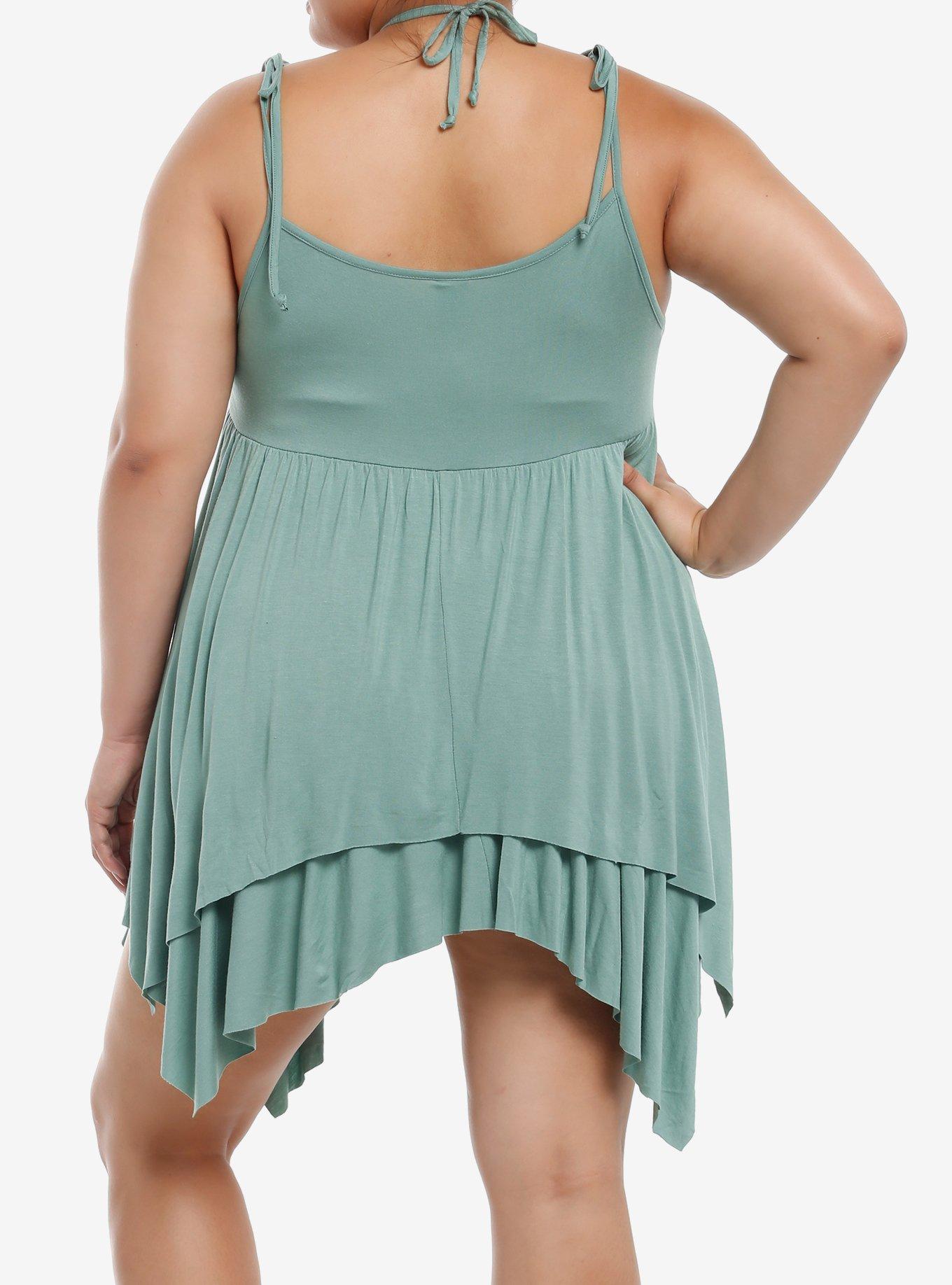 Disney Tinker Bell Grunge Fairy Tie-Shoulder Dress Plus Size, OLIVE, alternate