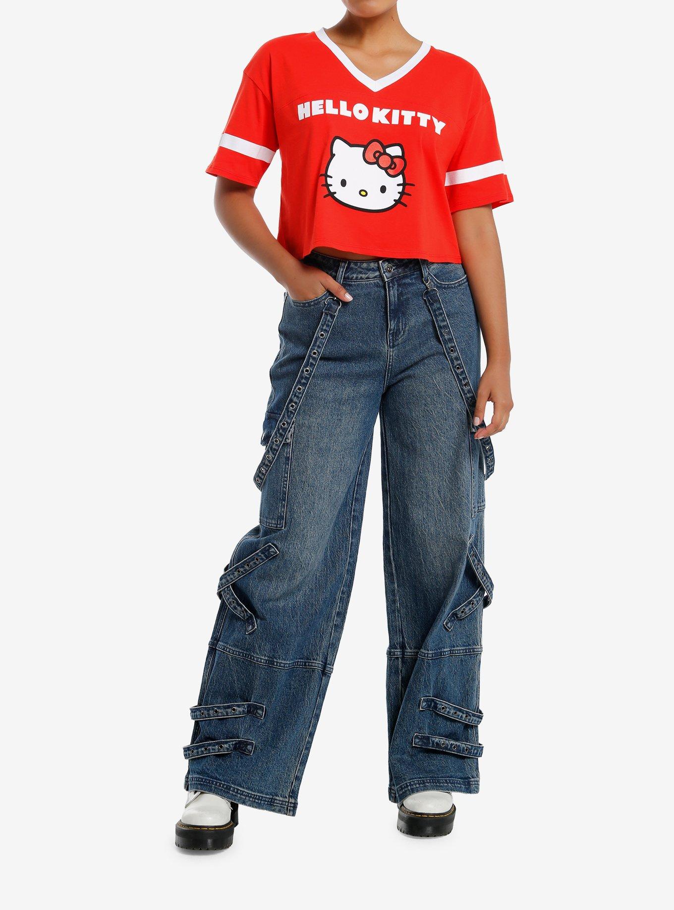 Hello Kitty Varsity Girls Crop T-Shirt, , alternate