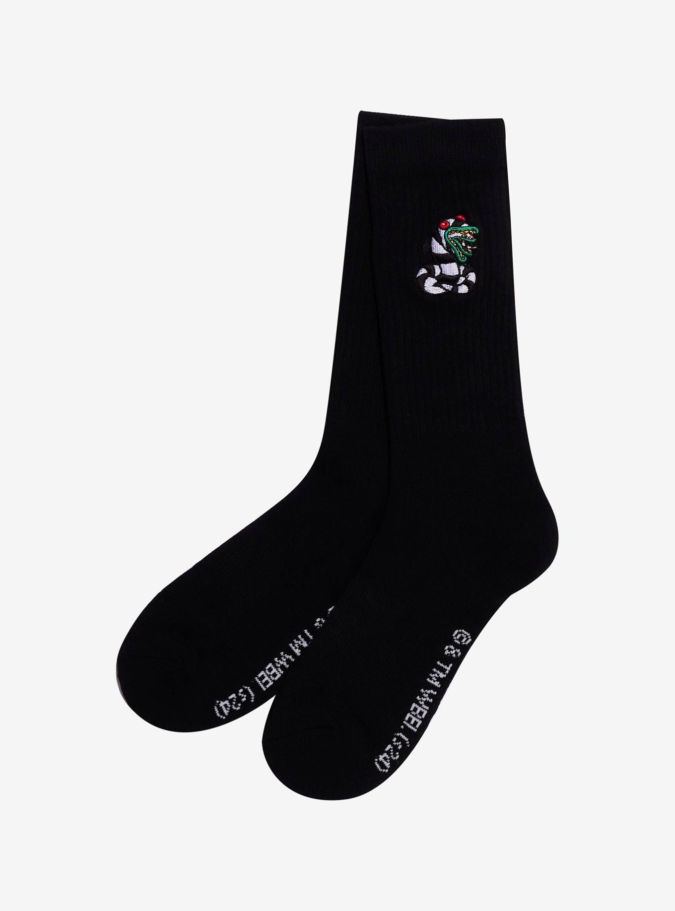 Beetlejuice Sandworm Patch Crew Socks, , alternate