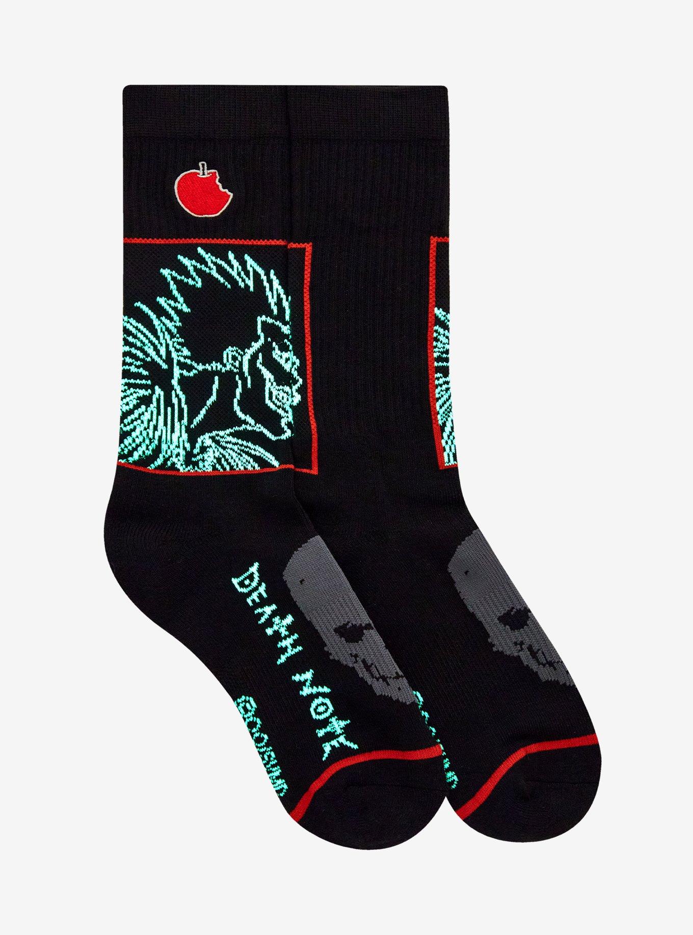 Death Note Ryuk Apple Glow-In-The-Dark Crew Socks, , hi-res