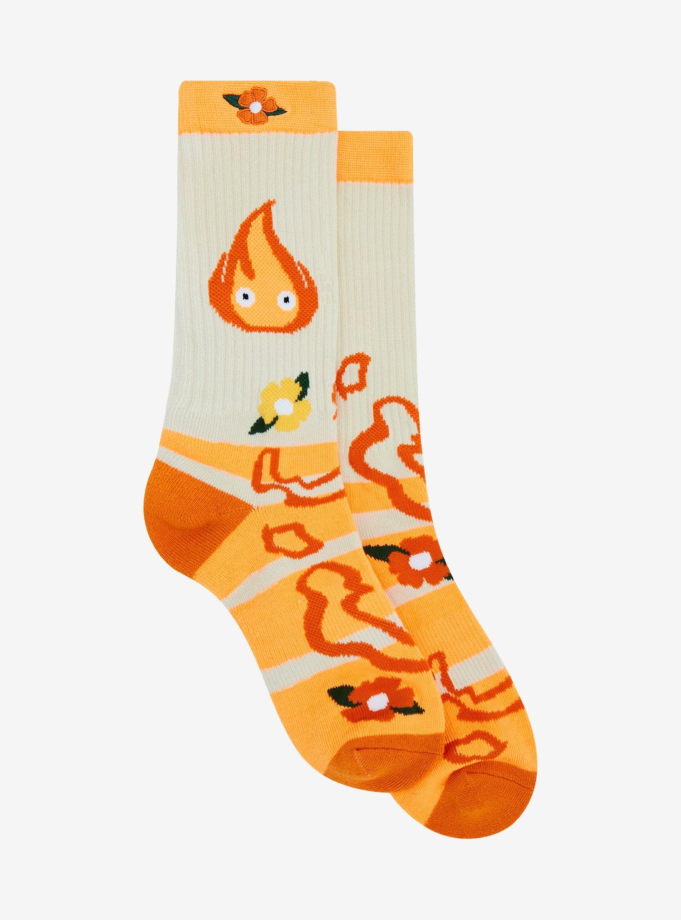 Studio Ghibli® Howl's Moving Castle Calcifer Flower Crew Socks, , hi-res