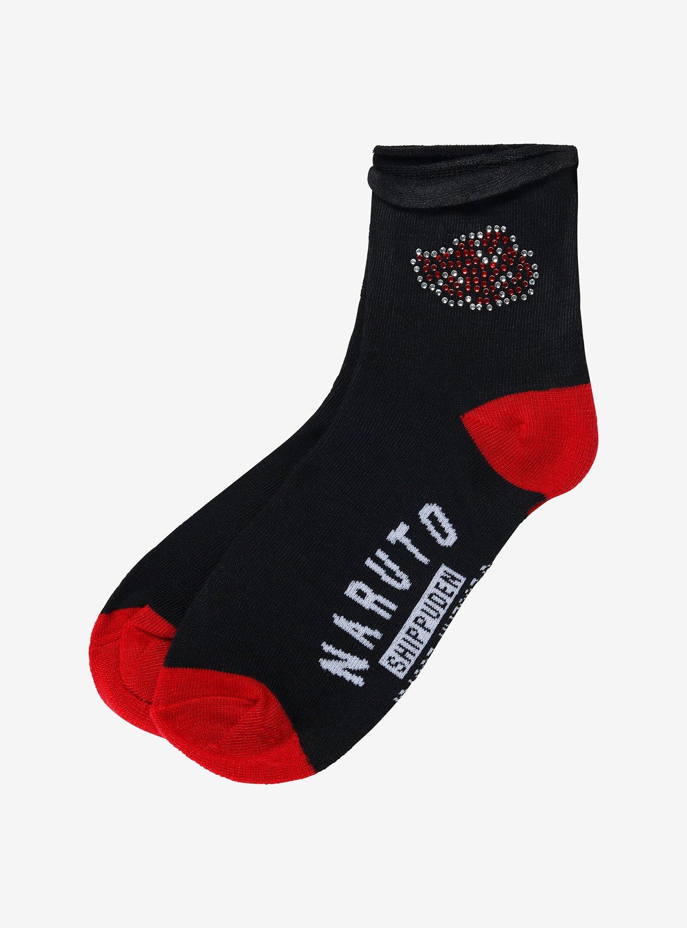 Naruto Shippuden Akatsuki Rhinestone Ankle Socks, , hi-res