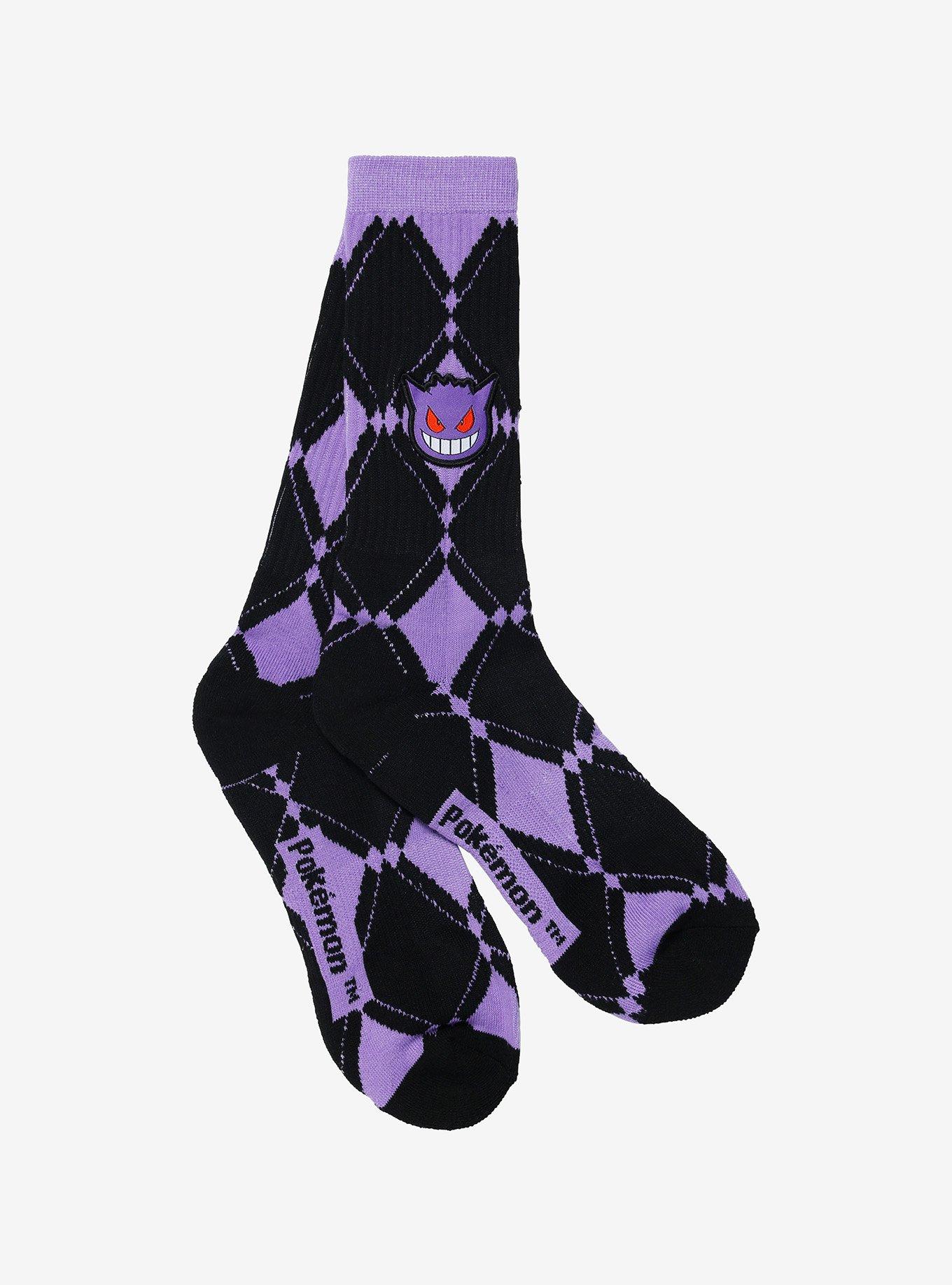 Pokemon Gengar Argyle Crew Socks, , hi-res