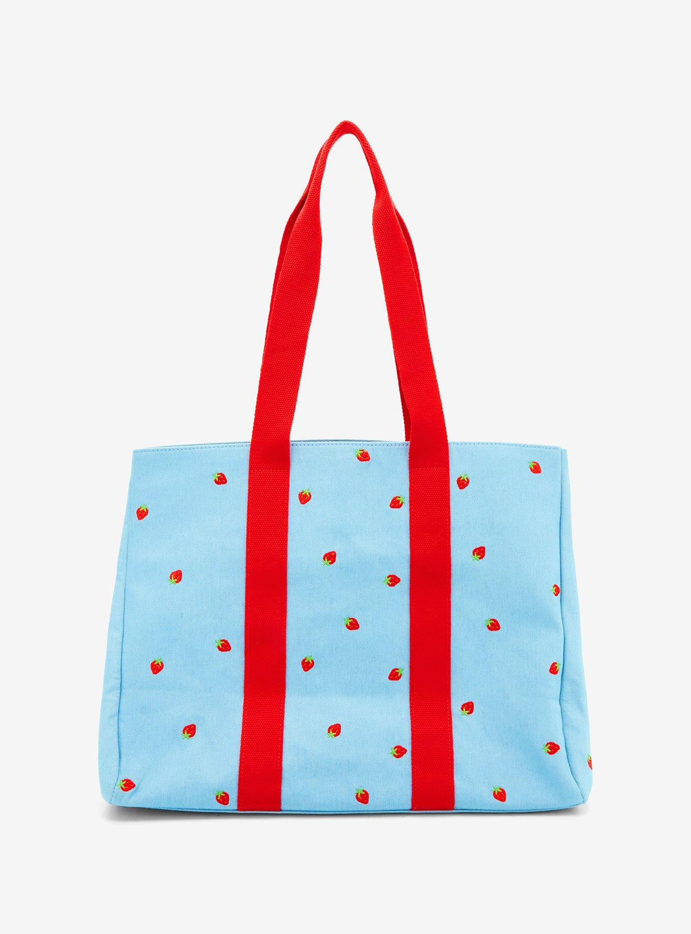 Strawberry Shortcake Embroidered Denim Tote Bag — BoxLunch Exclusive, , alternate