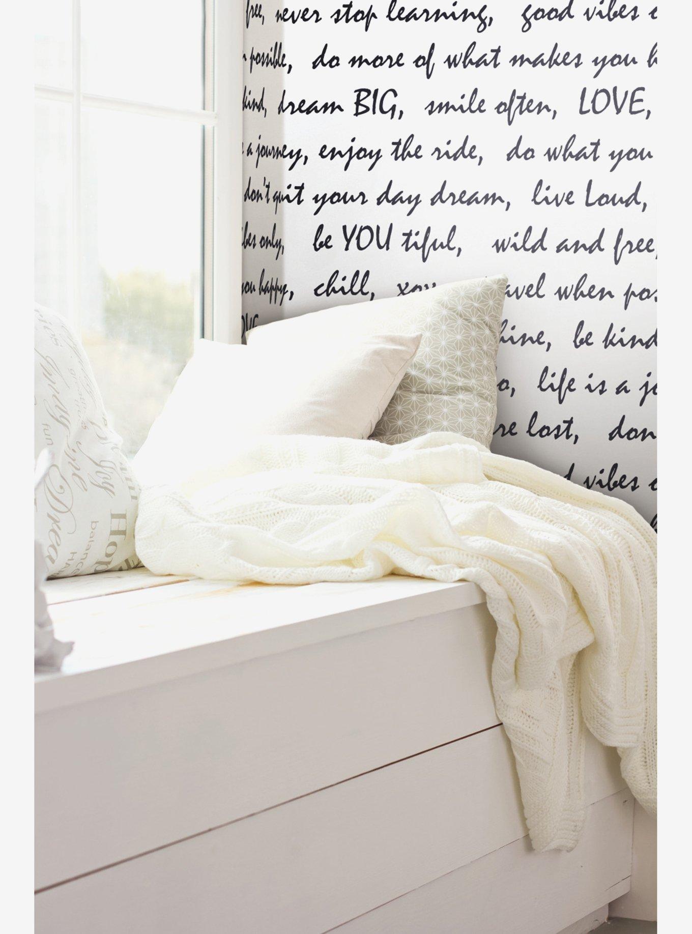 Dream Big Script Black Peel & Stick Wallpaper, , hi-res