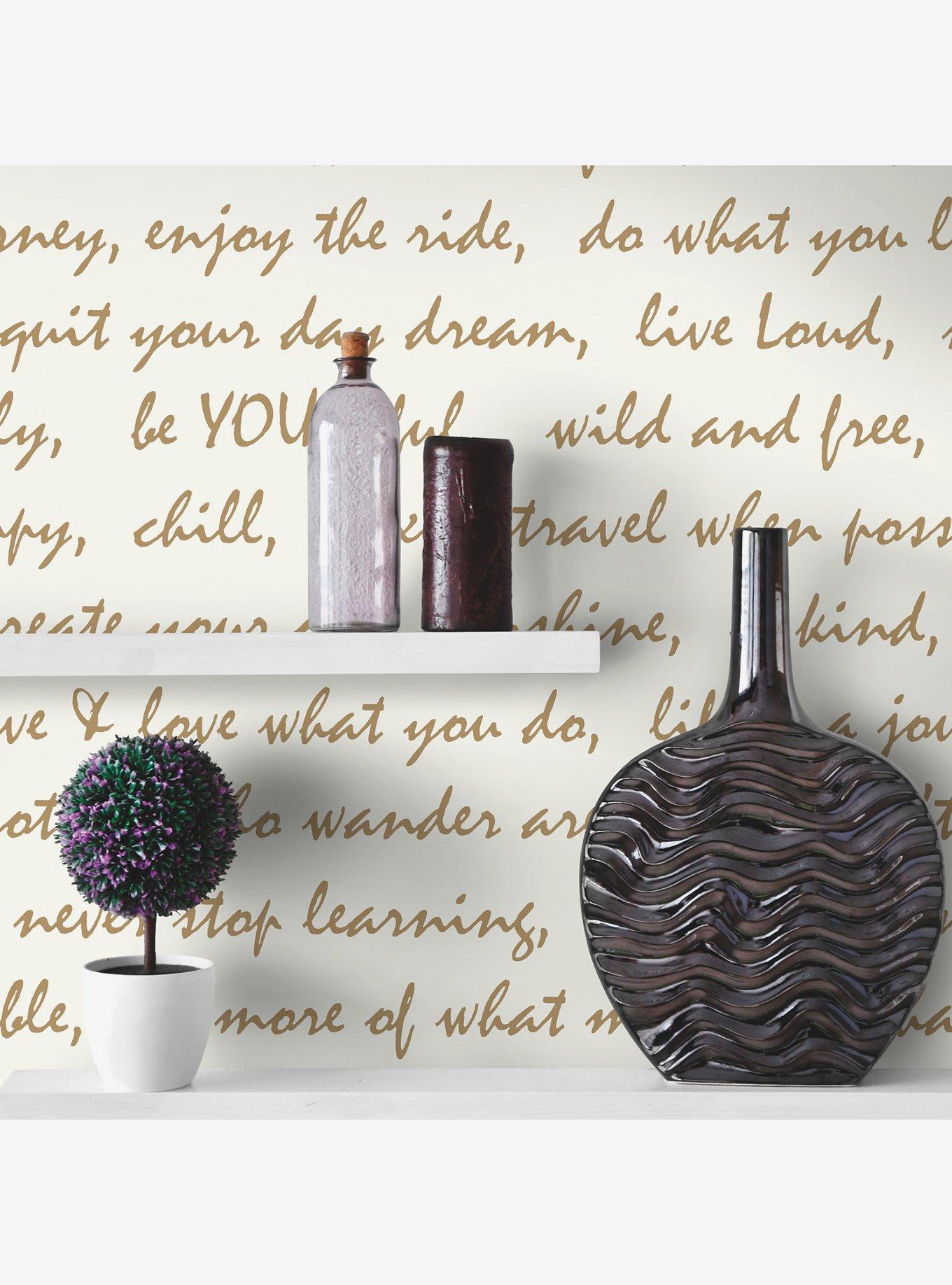 Dream Big Script Gold Peel & Stick Wallpaper, , hi-res