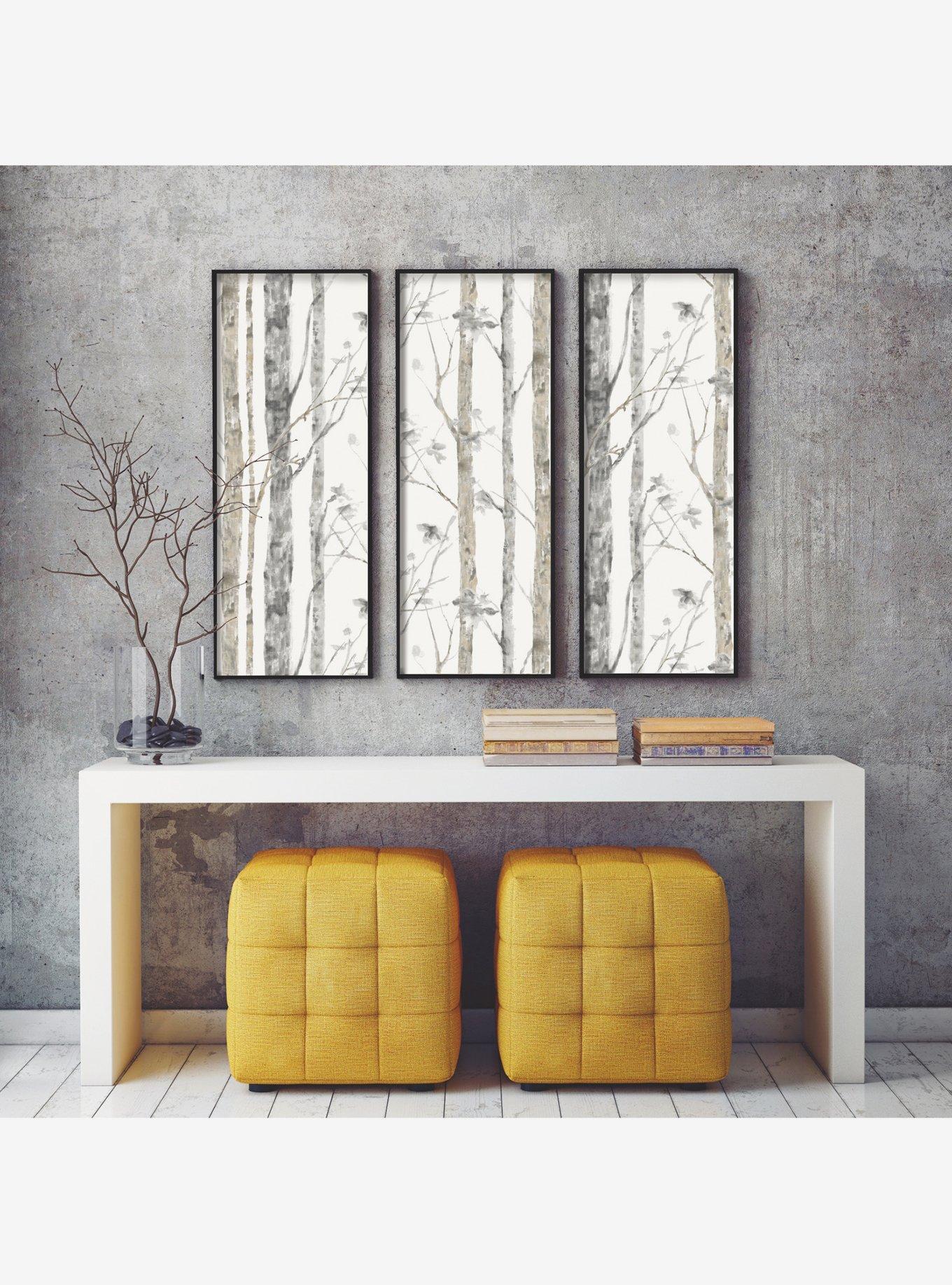 Birch Trees Brown Peel & Stick Wallpaper, , alternate