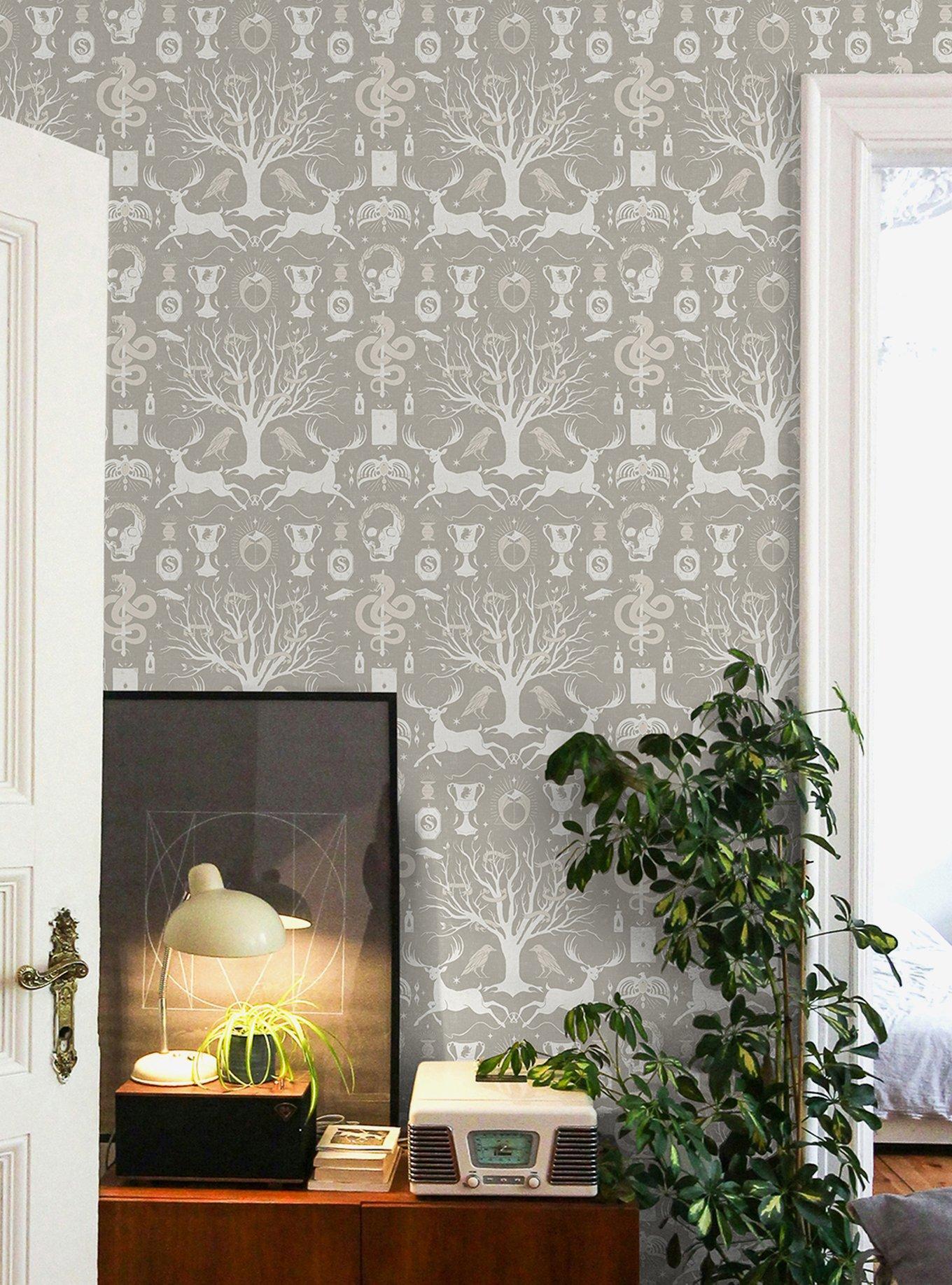 Harry Potter Horcrux Grey Damask Peel & Stick Wallpaper, , alternate