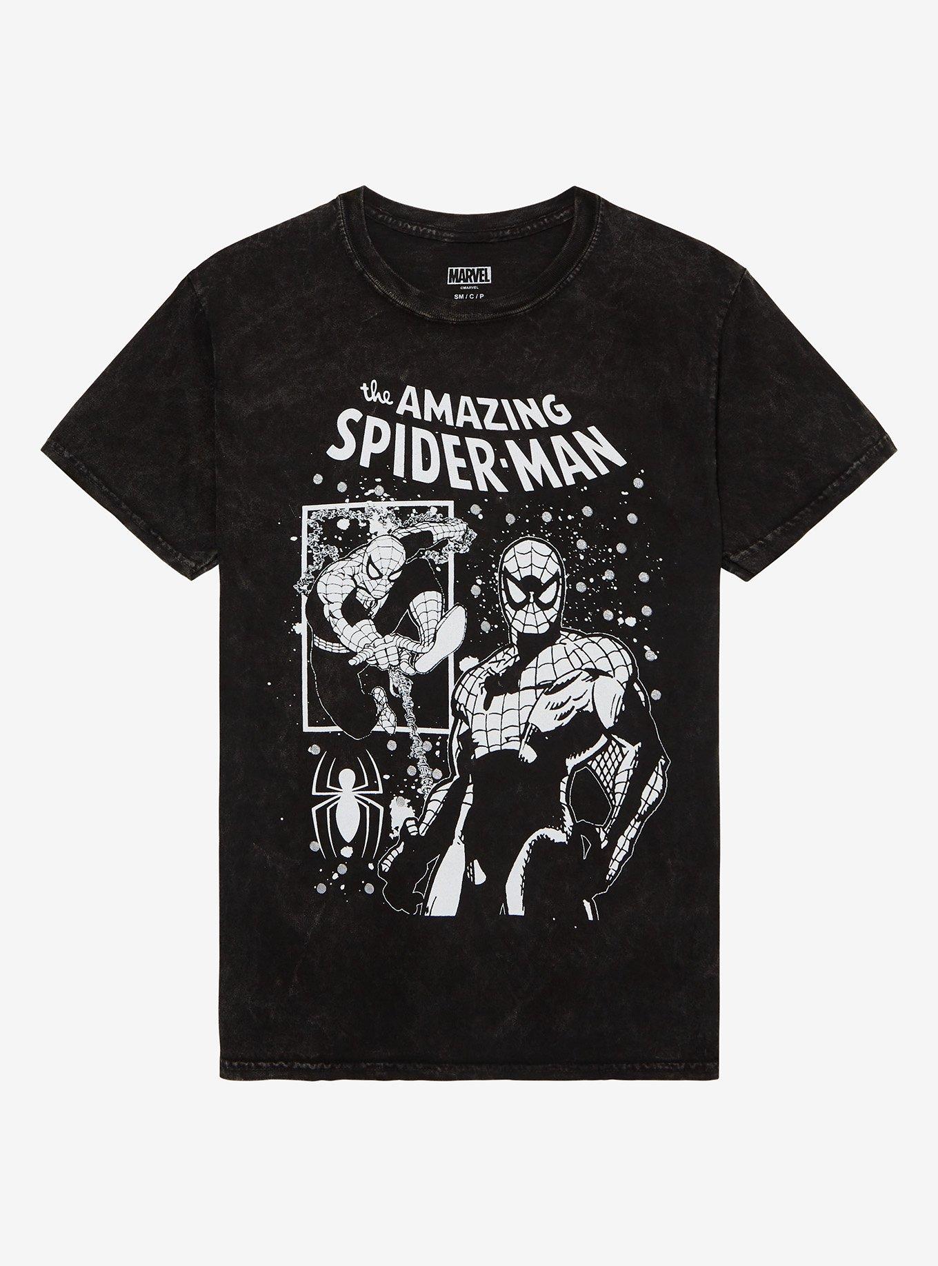 Shop Marvel The Amazing Spider-Man Foil Mineral Wash Boyfriend Fit Girls T-Shirt