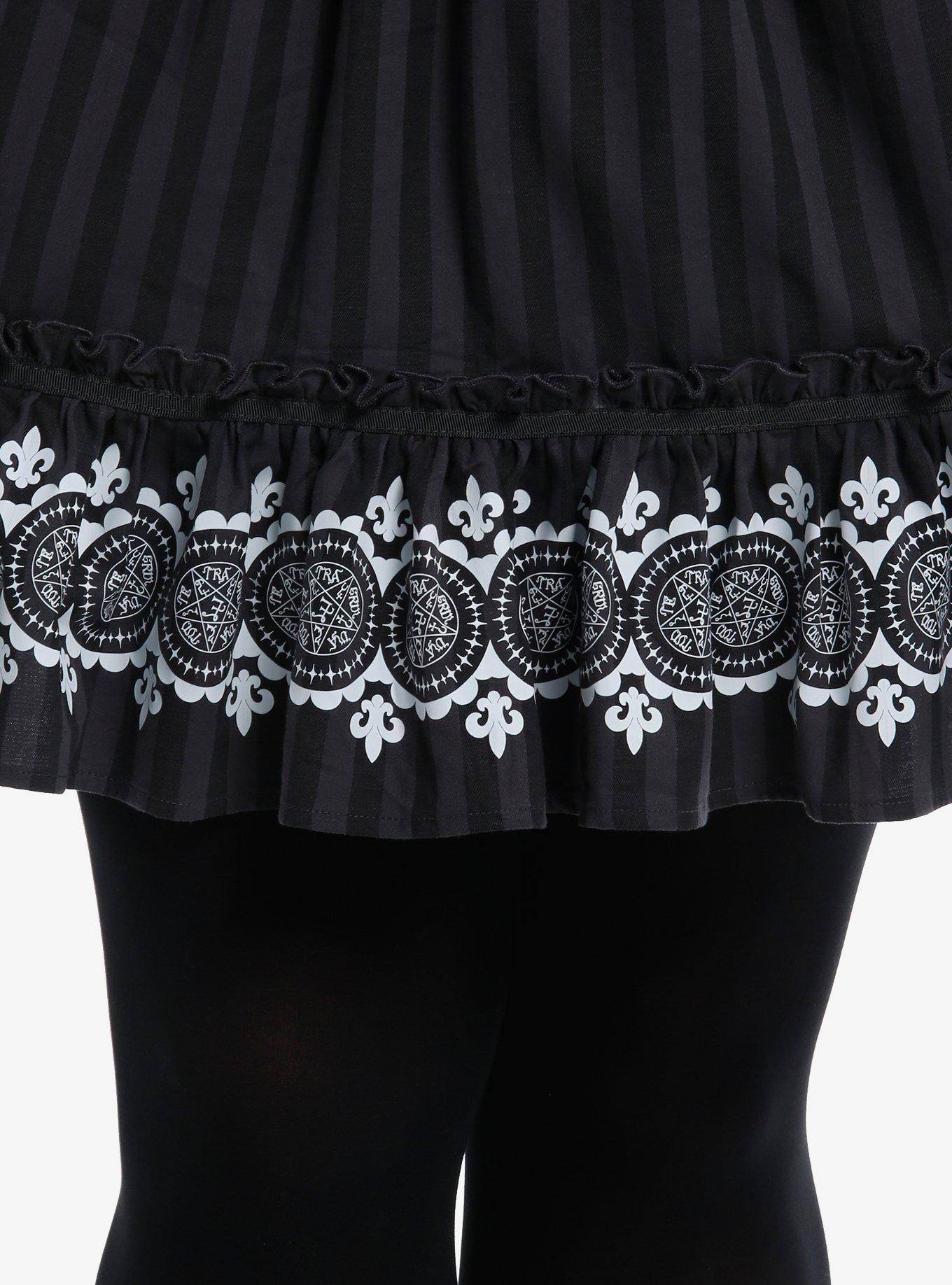 Black Butler Stripe Collared Dress Plus Size, BLACK, alternate