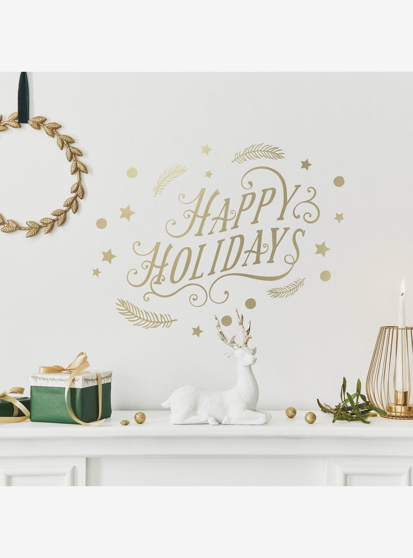 Happy Holidays Gold Metallic Ink Wall Decals