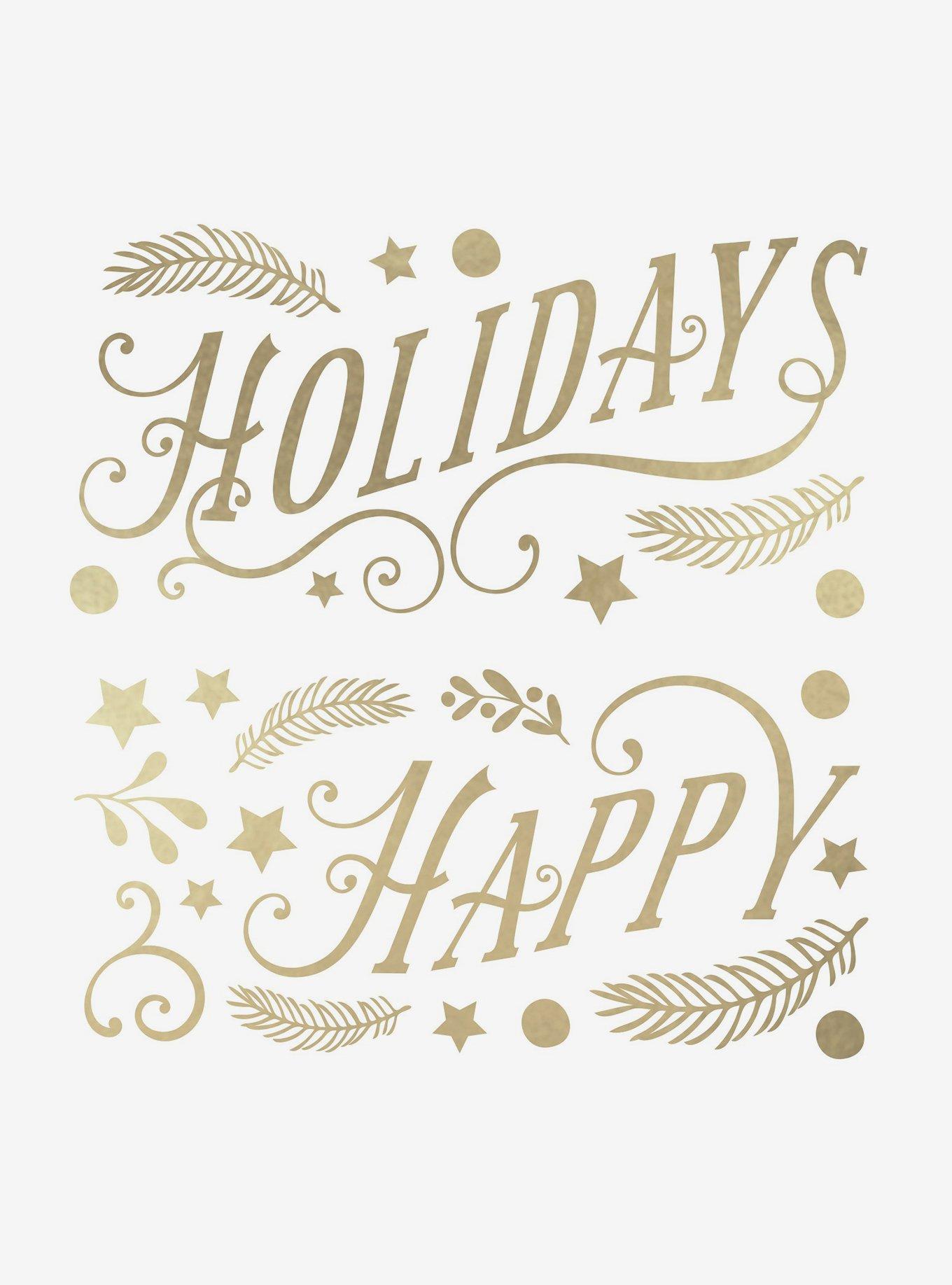 Happy Holidays Gold Metallic Ink Wall Decals, , alternate