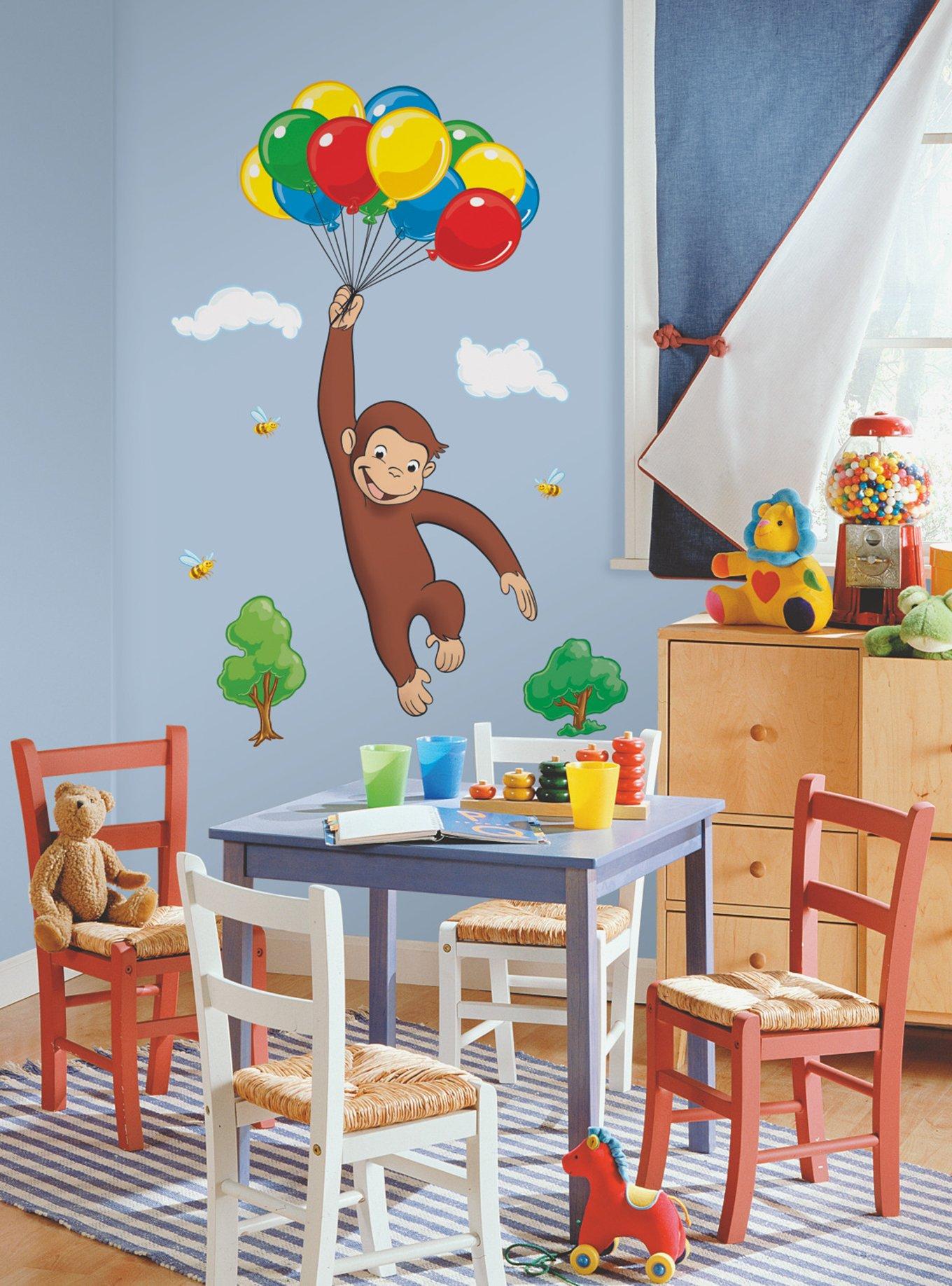 Curious George Brown Peel & Stick Wallpaper, , hi-res
