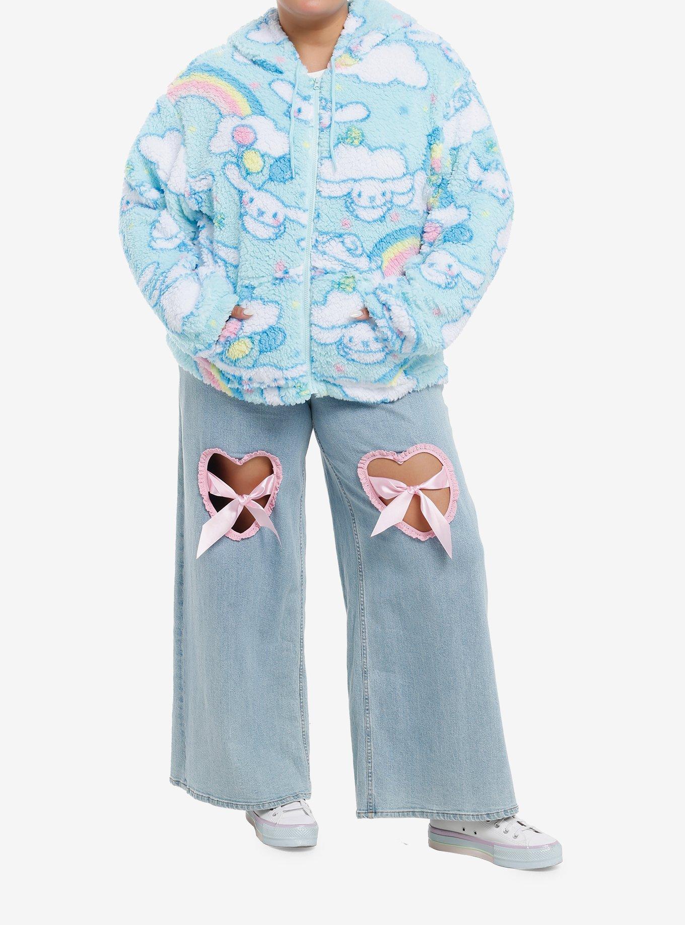 Cinnamoroll Rainbow Cloud Girls Sherpa Hoodie Plus Size, , hi-res