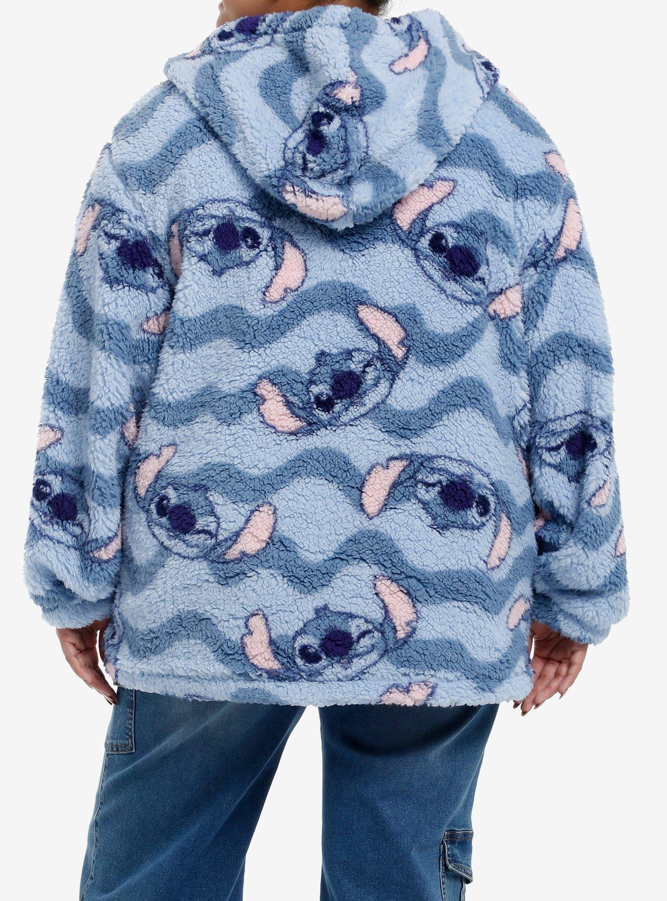 Disney Stitch Waves Sherpa Girls Hoodie Plus Size, MULTI, alternate